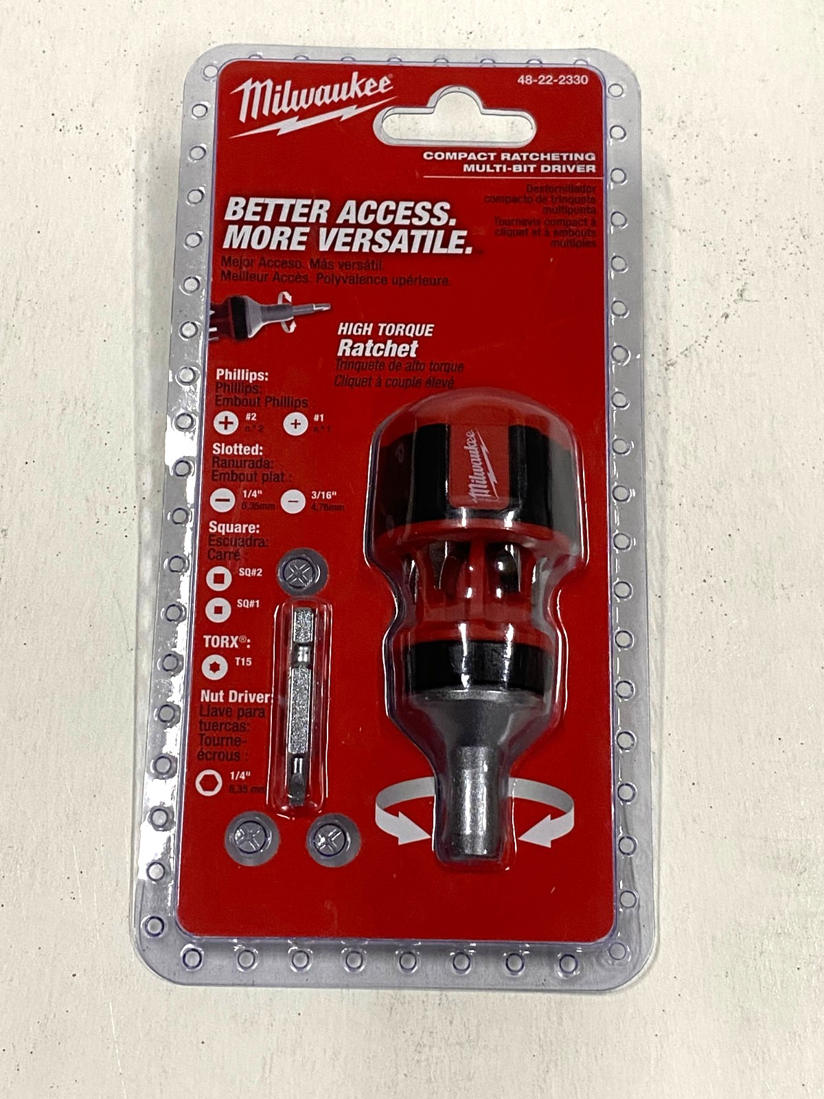 Milwaukee Compact 8 in 1 Ratcheting Multi-Bit Driver – Black/Red (48-22-2330)