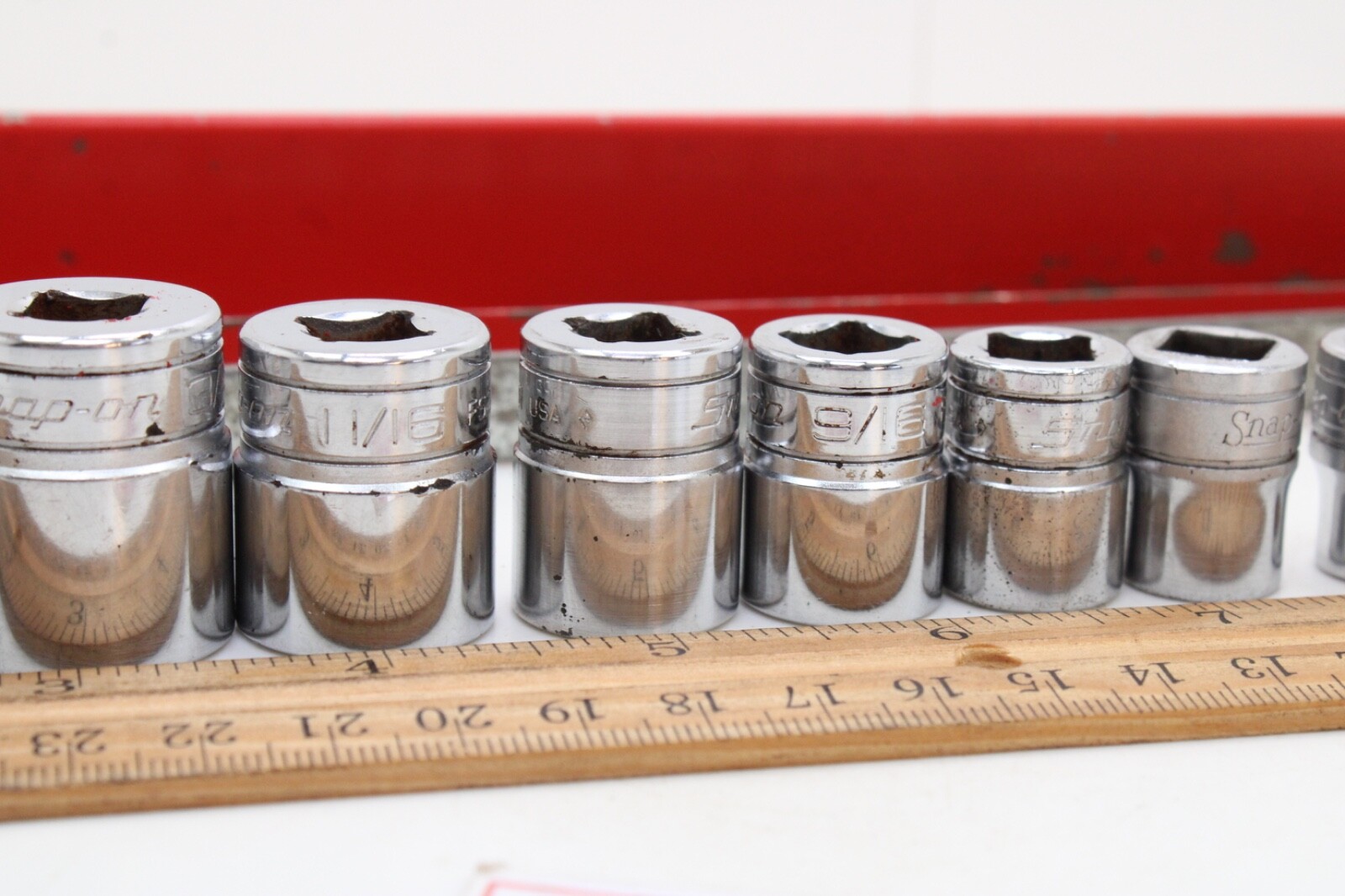 Snap On FS081-FS281 1/4″-78″ 3/8″ Drive 6 Point 11 Piece Shallow Sockets Set USA