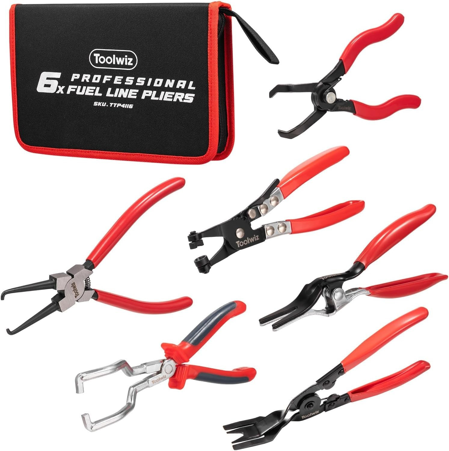 Complete Carbon Steel Fuel Line Pliers Set for Professional Mechanics – 6 Pieces