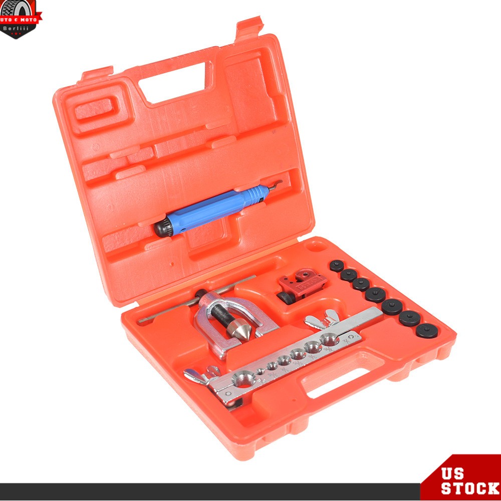 Double Flaring Brake Line Tool Kit Tubing Car Truck Tool Mini Cutter SAE/Metric