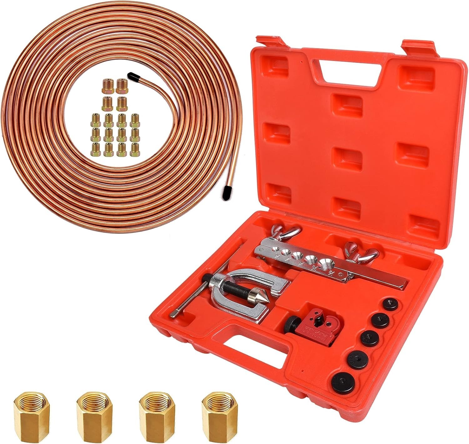 1/4 in x 25 ft Brake Line Flaring Tool Kit – Automotive Repair Set | All-in-O…