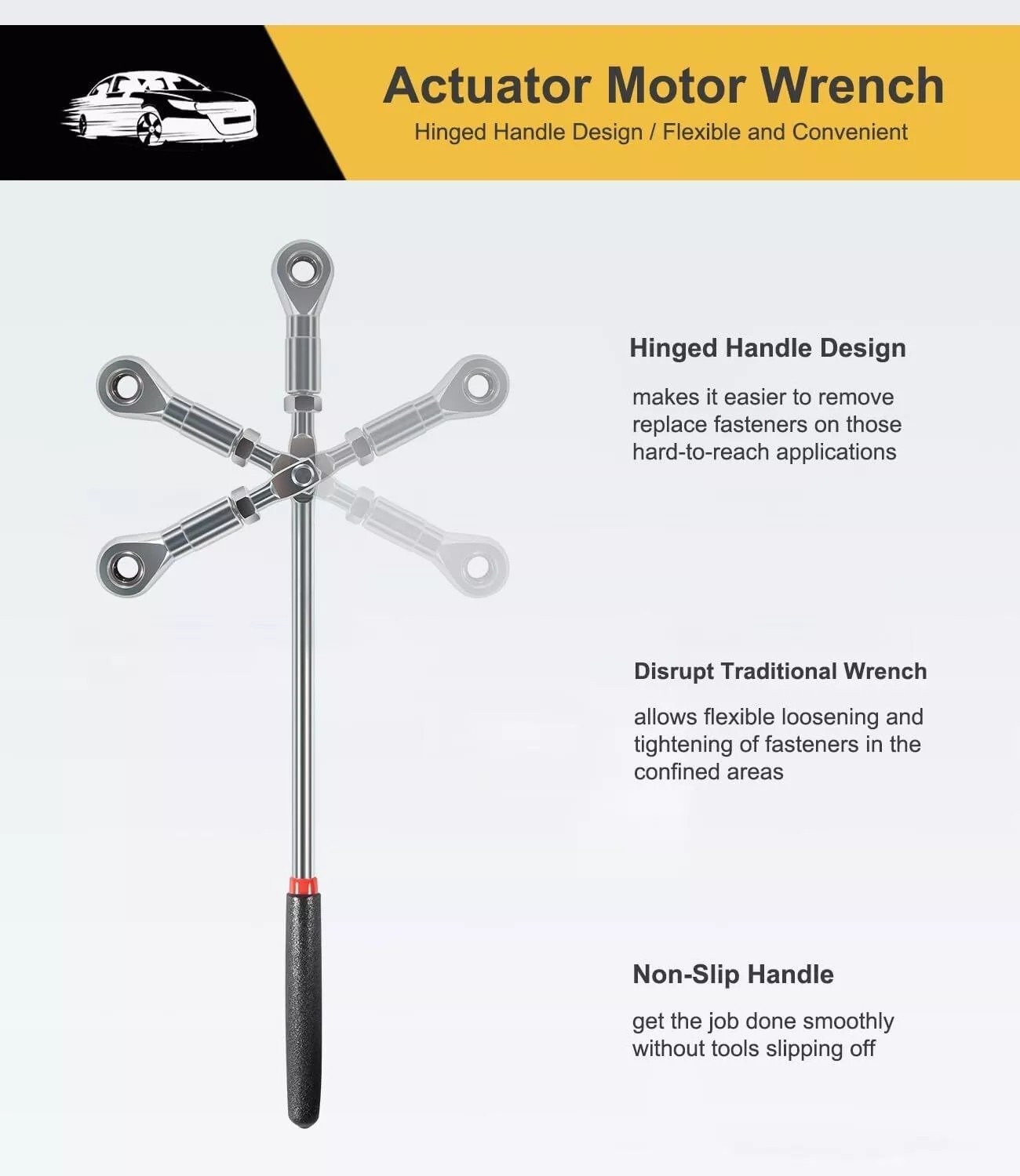 64180 Actuator Motor Tool Set 5.5mm 7mm 8mm Socket and 1/4″ Square Drive Adapter
