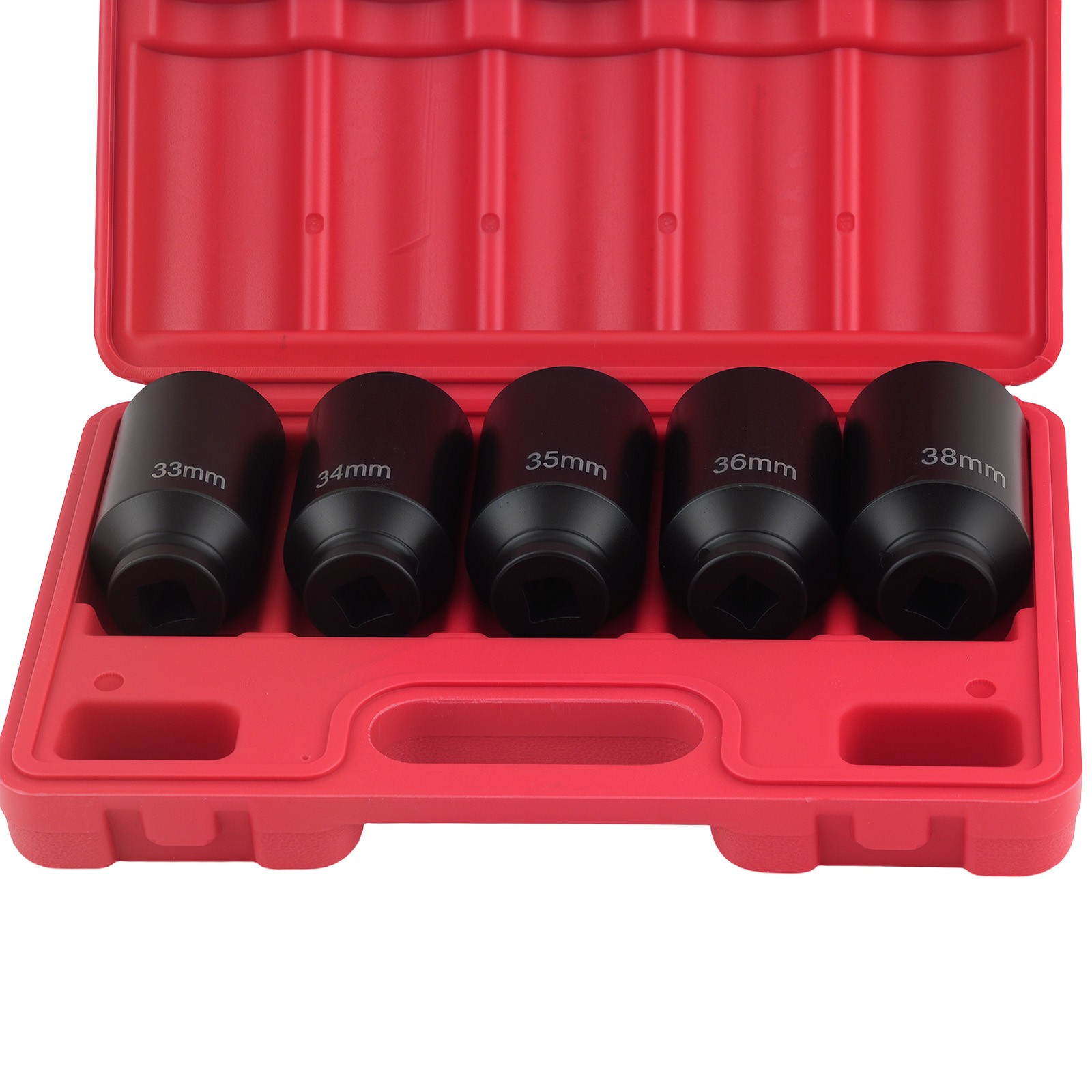 5pcs 6 Point Metric 1/2» Deep Spindle Axle Nut Socket Set 33 34 35 36 38mm