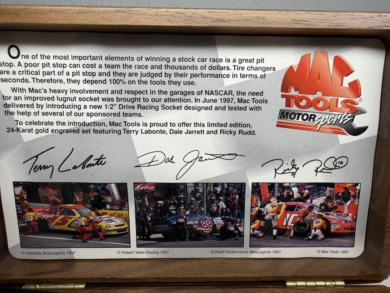 Mac Tool Motor Sport 24k Gold Plated 3 Pcs Socket Set Limited Edition NASCAR