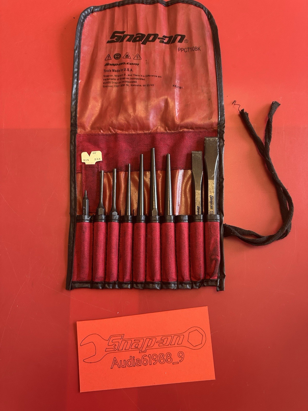 Snap On 11 pc Punch and Chisel Set PPC710BK.