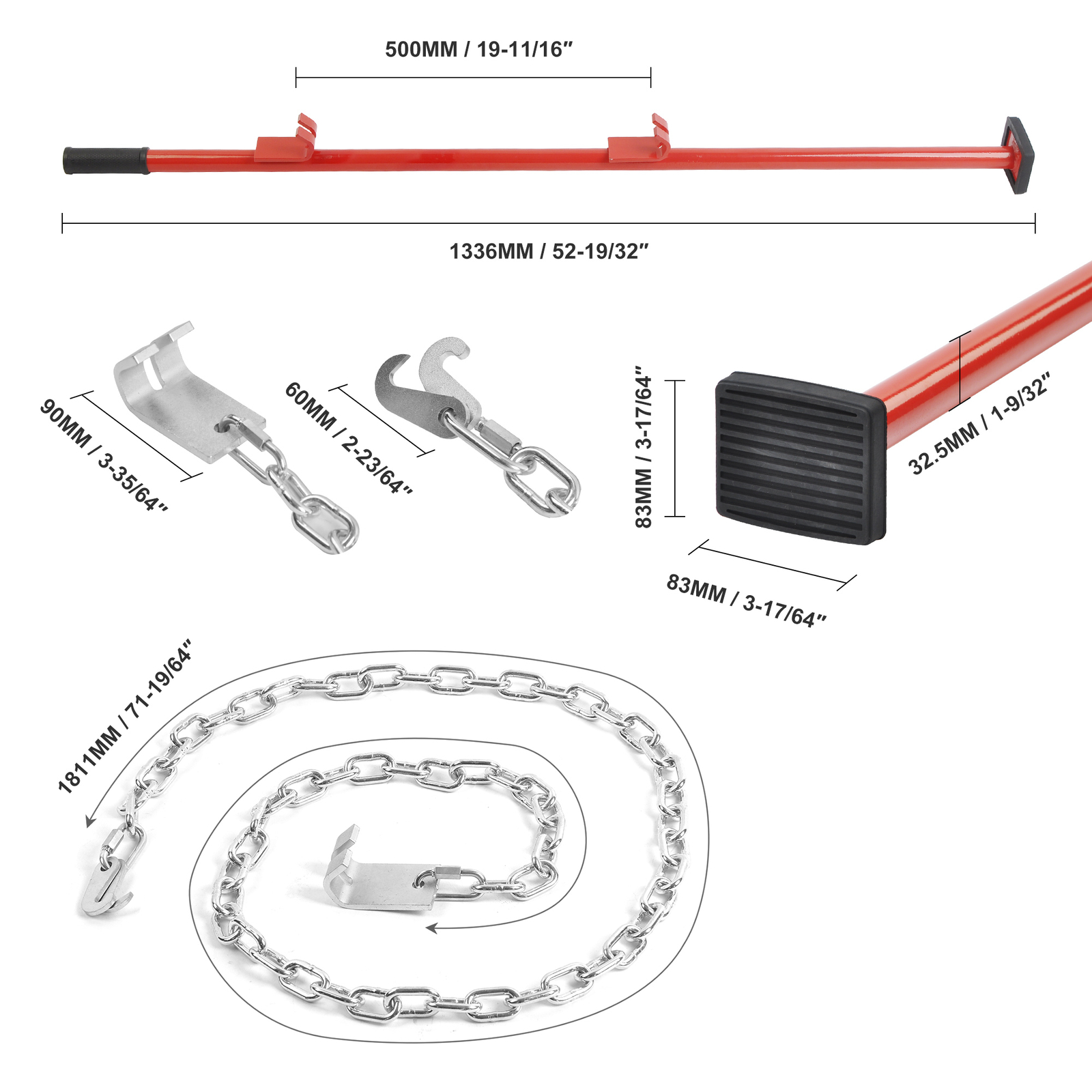Pulling Stick Body Kit-Car Panel Bumper Alignment Repair Tool w/ 2 Welding hooks