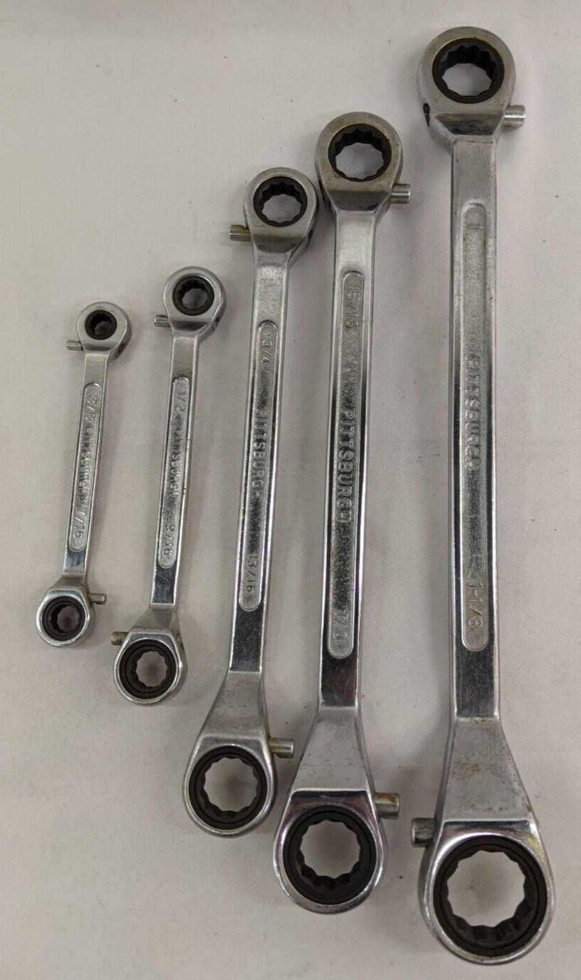 Pittsburgh SAE Reversible Offset Ratchet Wrench Set 3/8″ to 1-1/8″ Set of 5 TF