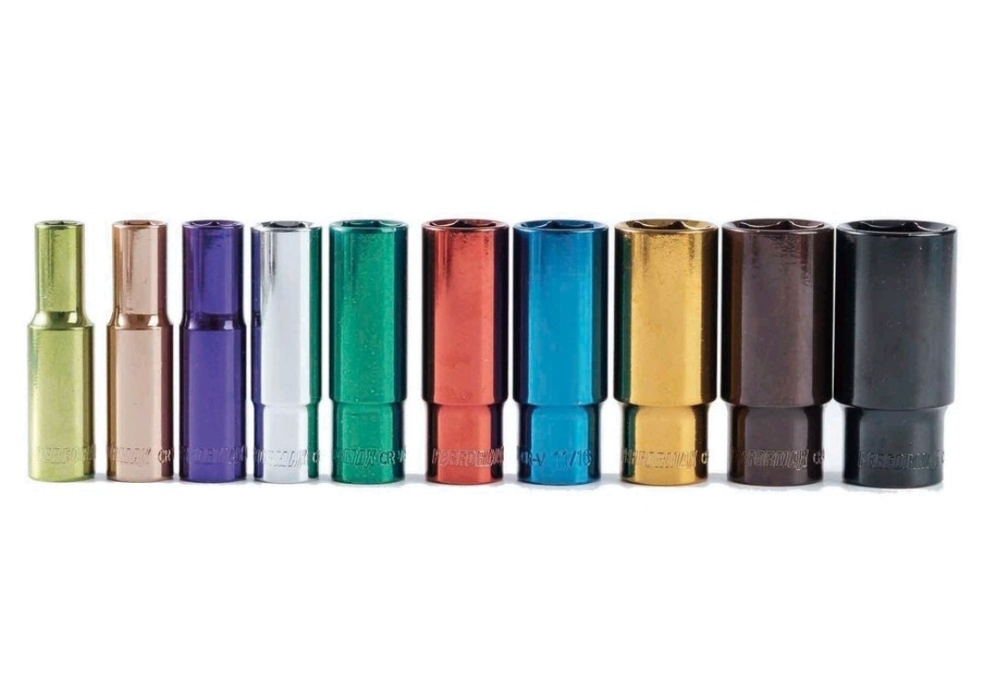 Color Coded Deep Wall Socket Set 3/8″ Drive (SAE) 10pc