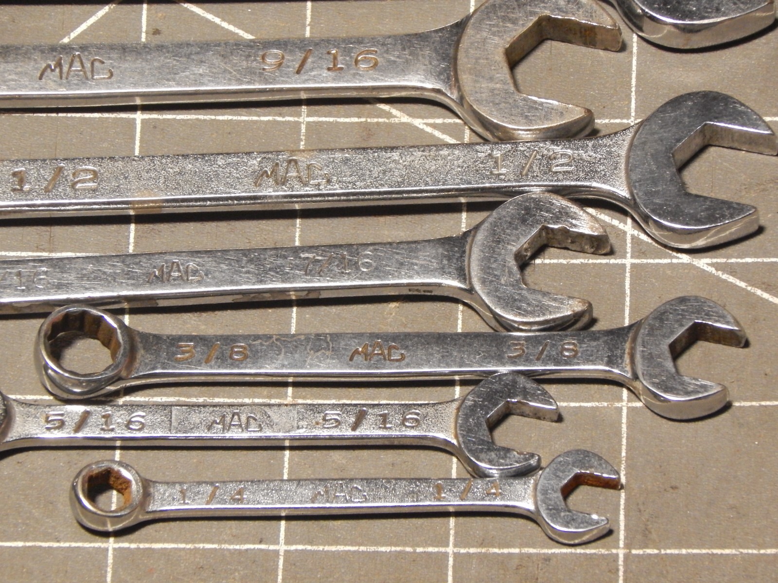 Mac Tools 9Pc SAE Combination Wrench Set 5/16″ 3/4″ 12Pt 6Pt CW CH CW24