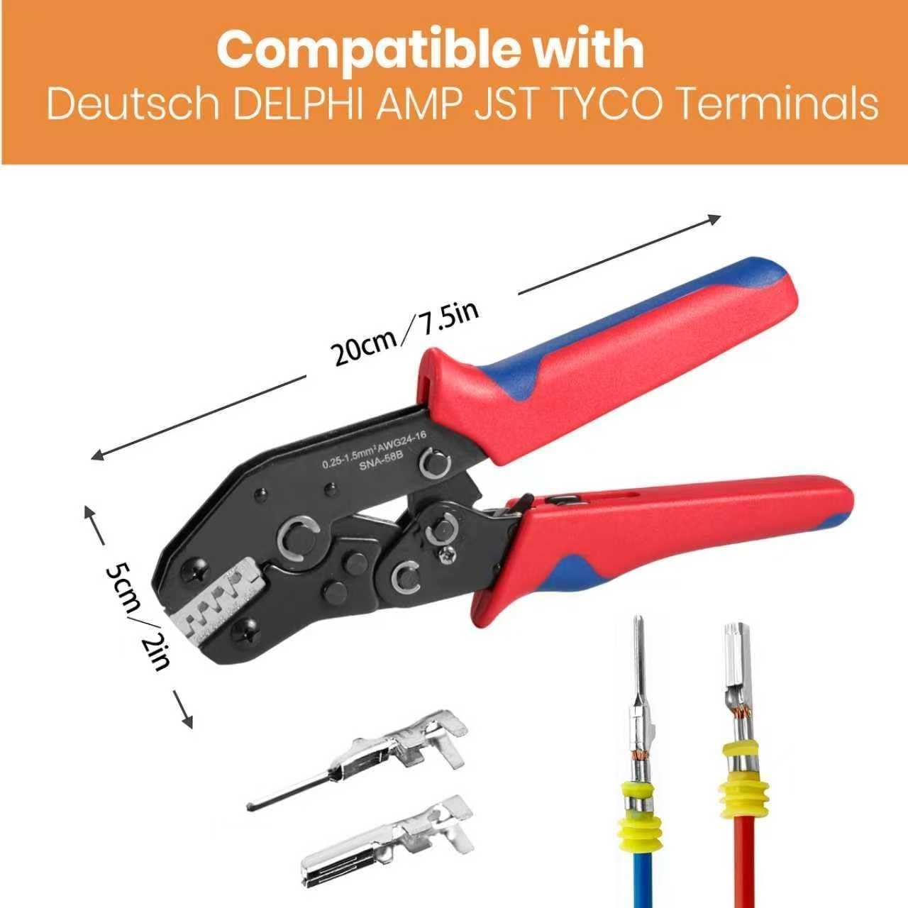 Wire Crimping Tool with Ratchet, Amliber Ratchet Wire Crimper Tool for Open Barr