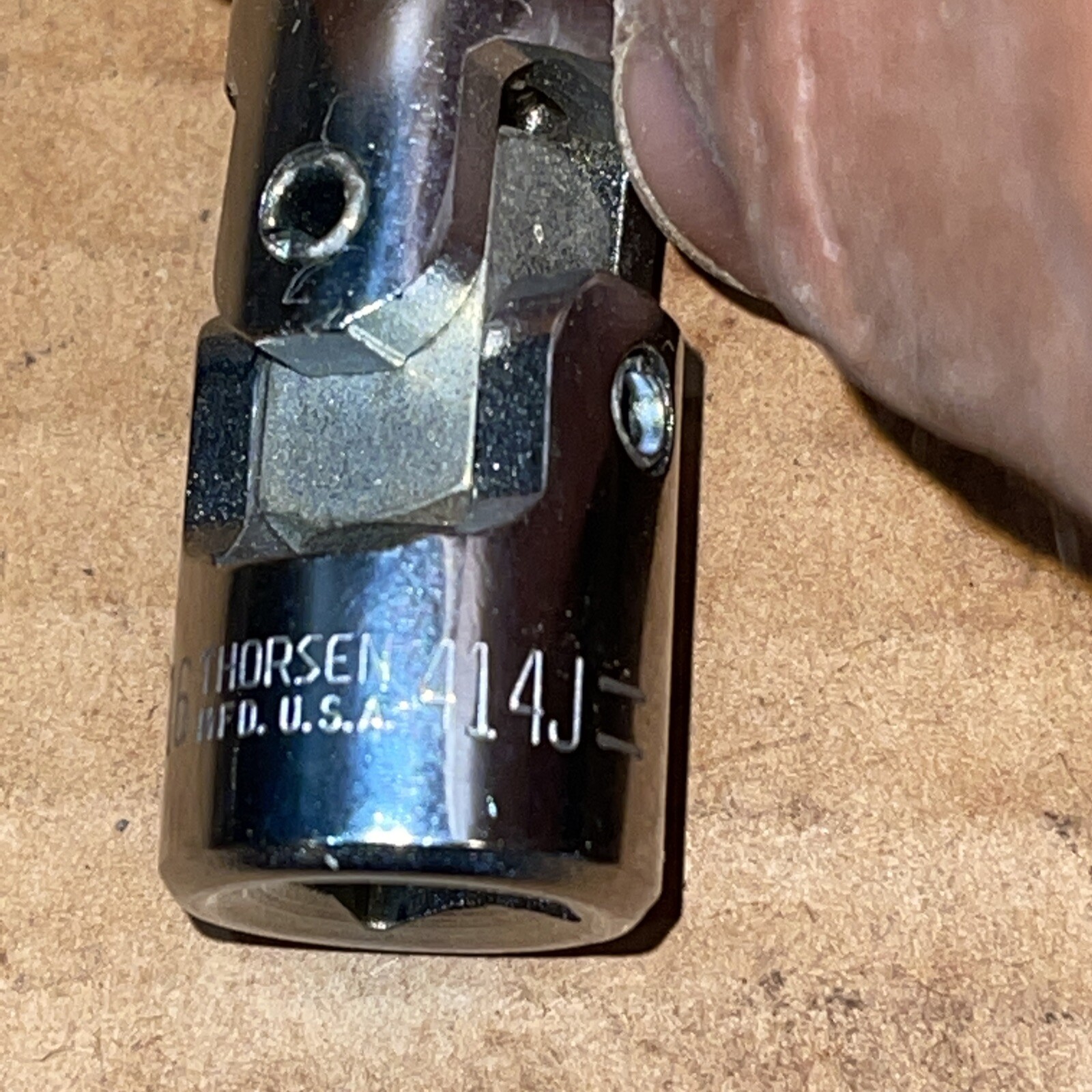 NOS Thorsen USA 414J 7/16 in SAE 3/8 Drive 12 Point wobble Swivel Socket