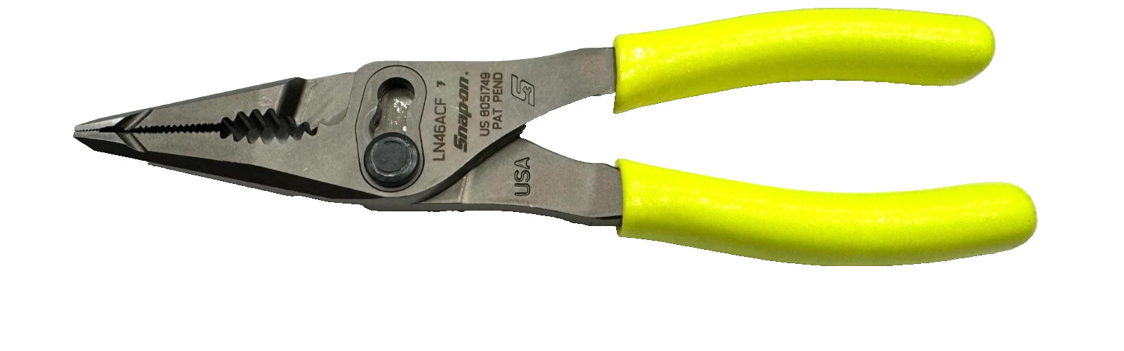 New Snap-on™ Yellow 7″ Soft Grip Long Nose Slip Joint Pliers LN46ACF LN46ACFHV