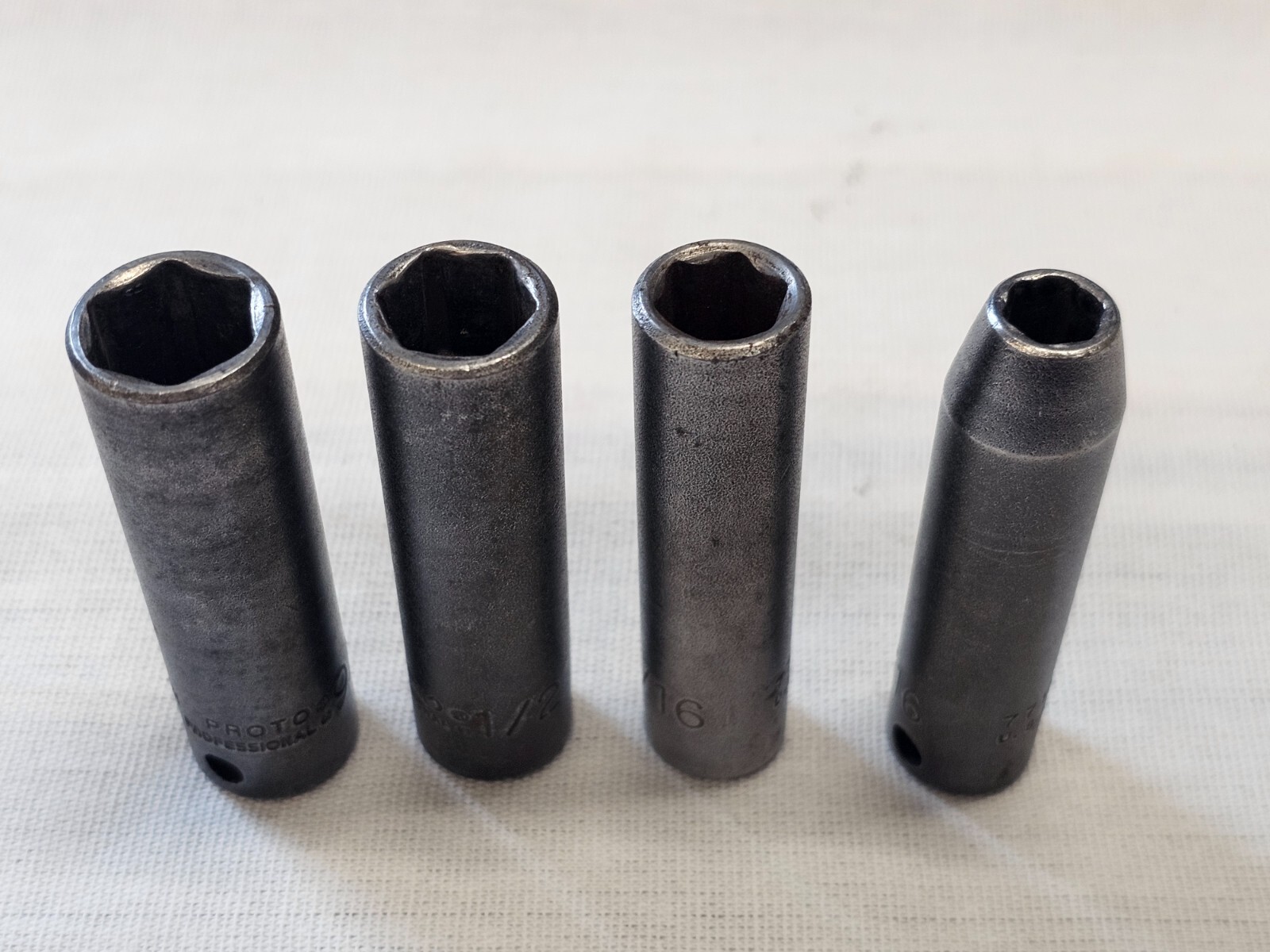 4 Proto Professional Impact Deep Well Sae Socket Set 3/8″ Drive 9/16 1/2 5/16