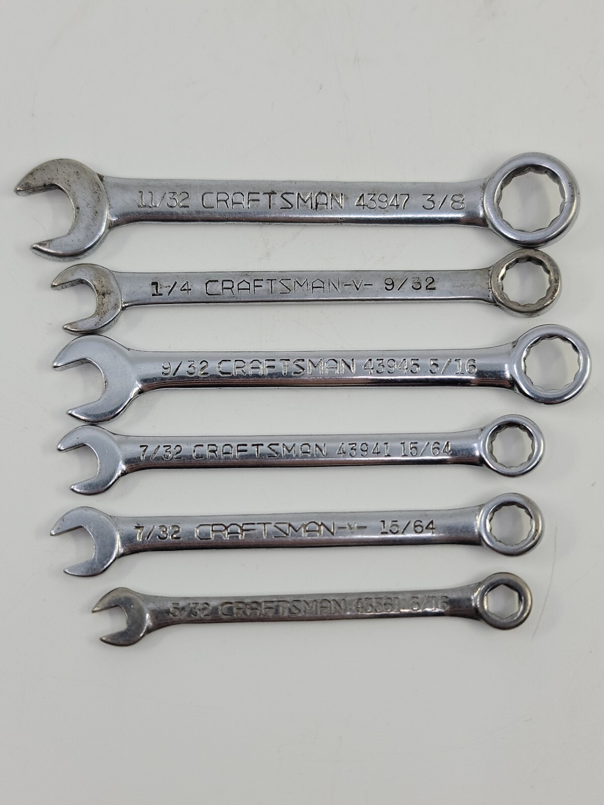 Craftsman Small Open End Box Wrench Partial Set Lot X6 SAE 12pt & 1 6pt