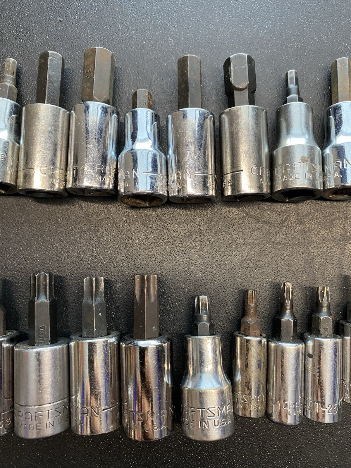 Craftsman 3/8″ 1/4” Hex/allen/ Flat/ Phillips Bit Set Mixed Lot 44 Pieces USA