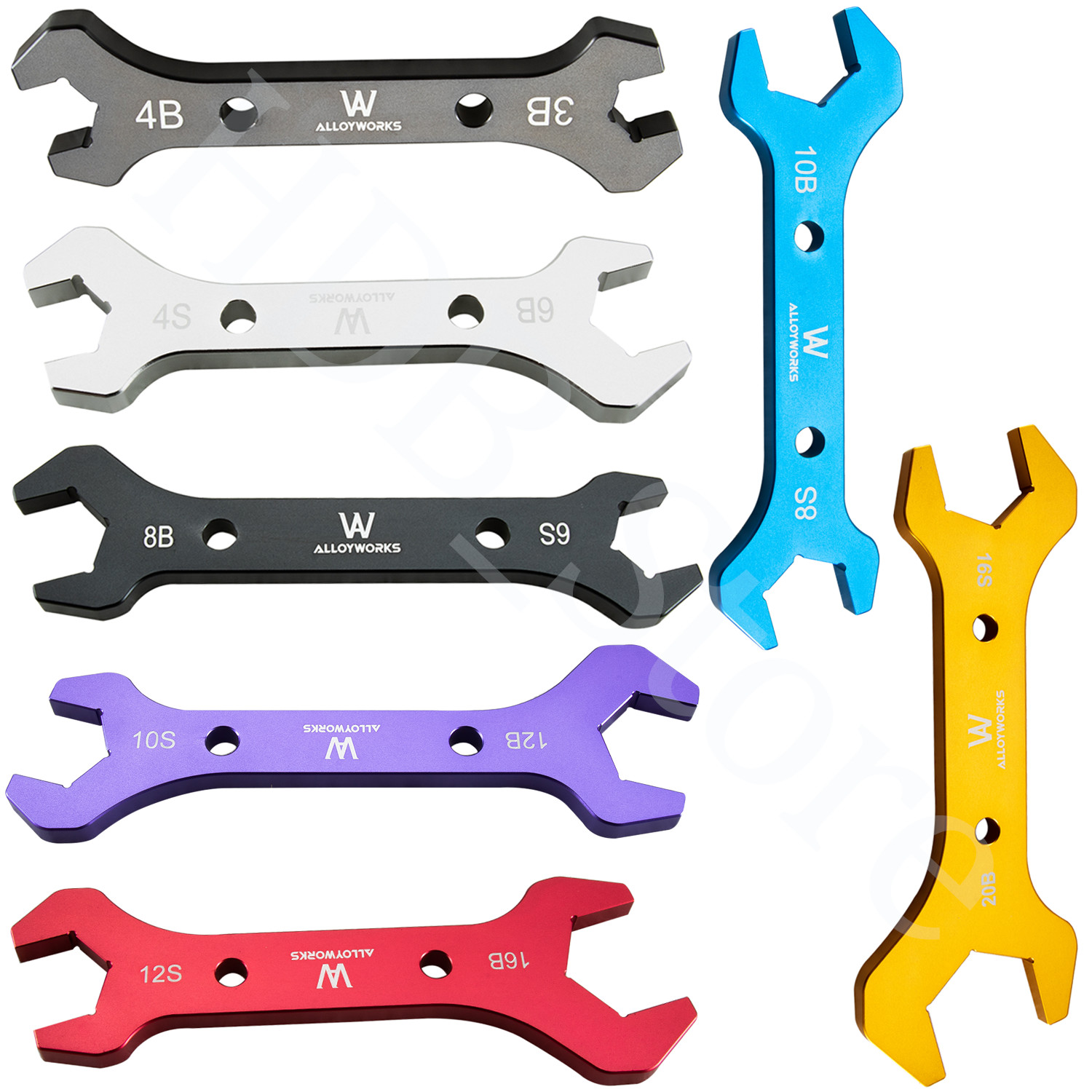 7PCS Wrench Spanner Tool Kits Double Ended AN Hose Line AN3 to AN20 Aluminum NEW