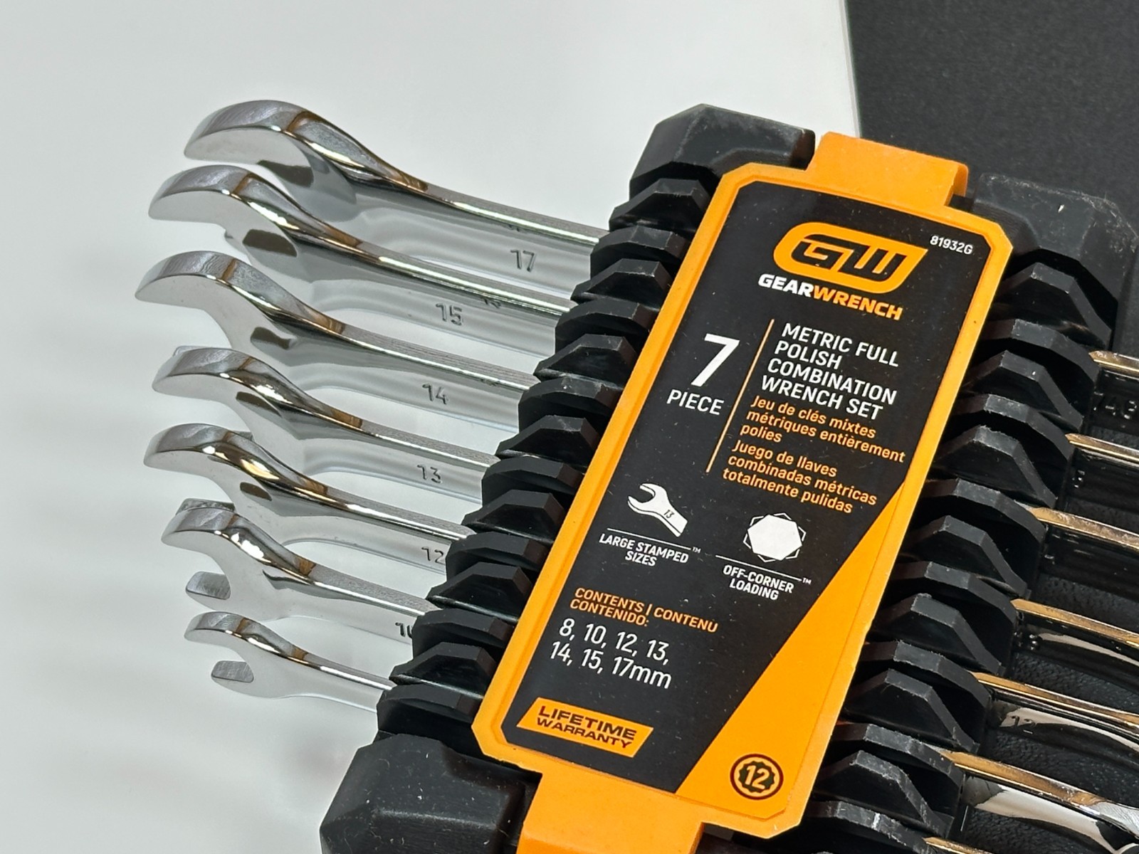 NEW GearWrench Tools 7pc Metric 8-17mm Full Polish NON-RATCHETING Wrench Set NOS