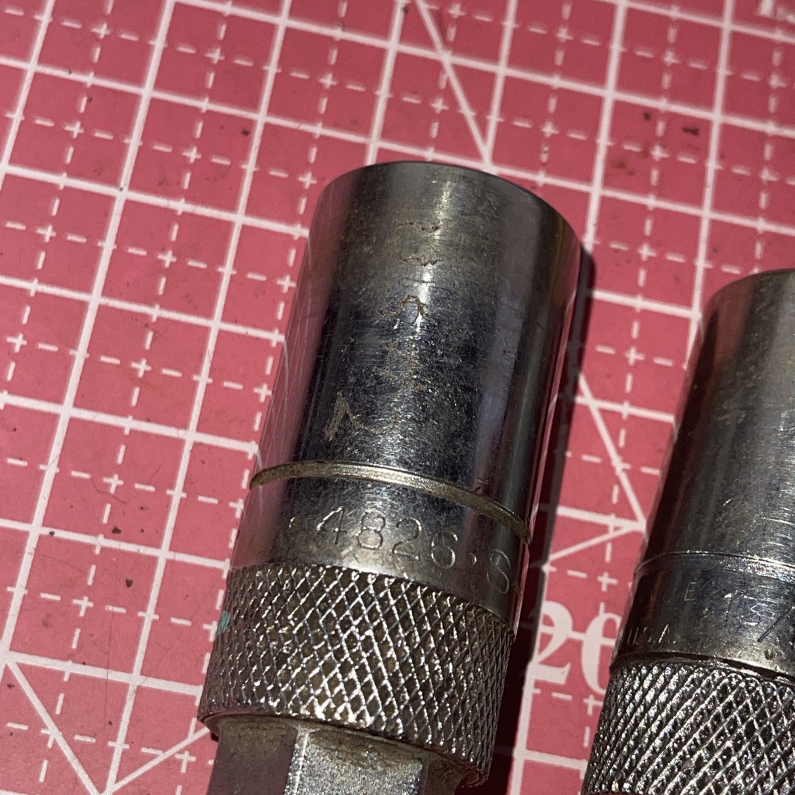2 Pc S-K Wayne USA 4826 13/16 In SAE 1/2 Drive Spark Plug Socket Set Vintage SK