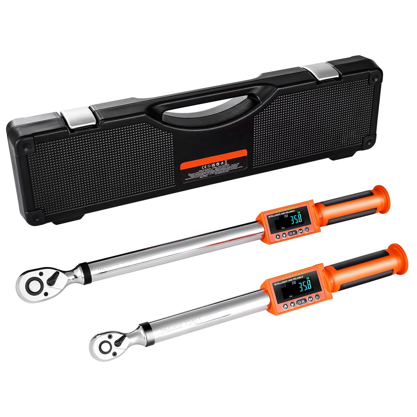 2-Piece Digital Torque Wrench Set 1/2, 3/8in Drive ±2% Accuracy