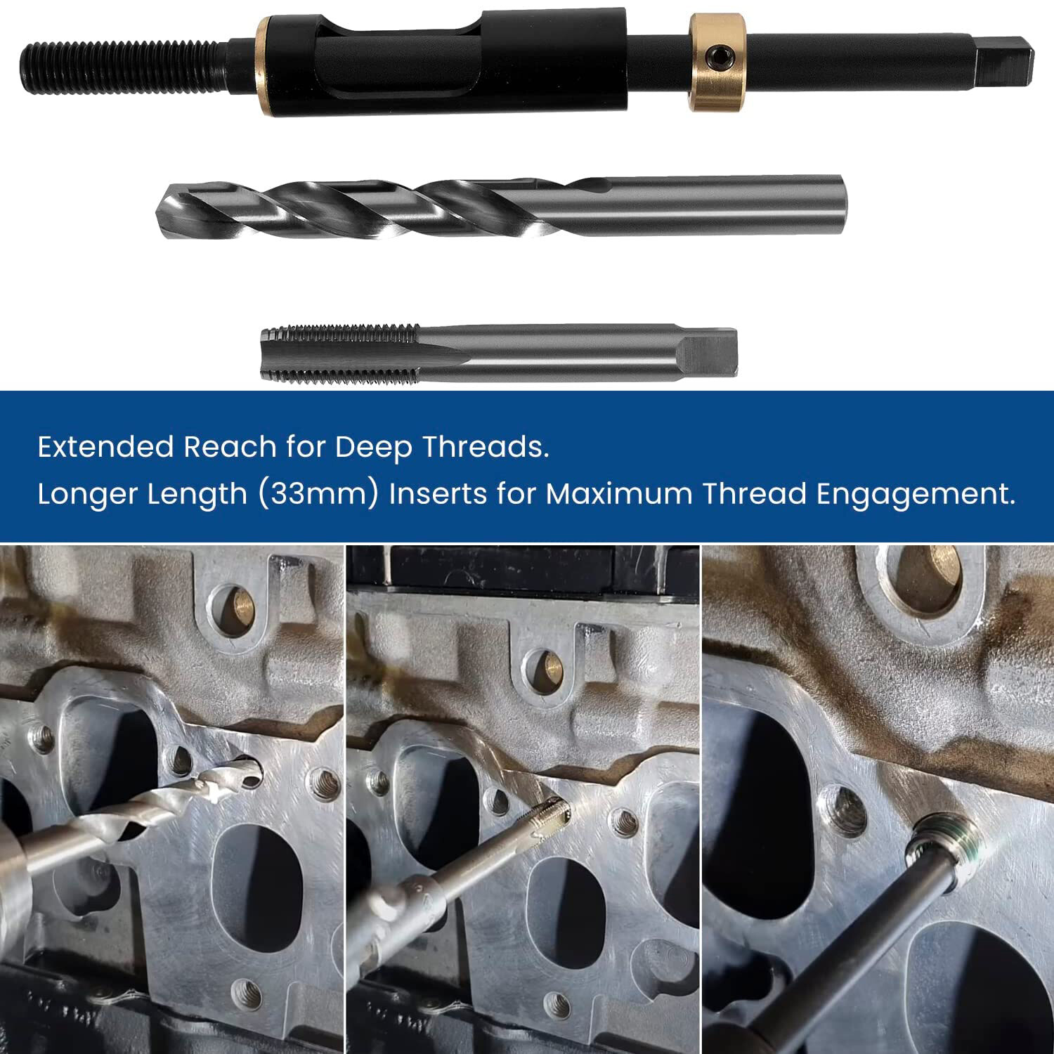 M11x1.5 35119S Head Bolt Thread Repair Tool Kits Fits for Cadillac Honda Toyota