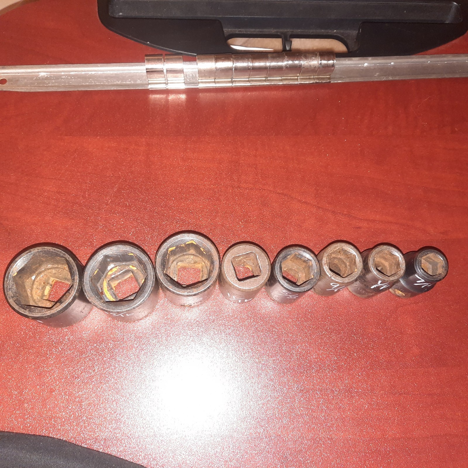 Unbranded 1/2 Dr SAE Impact Sockets. 8 PC. 1″ To 7/16. Missing 13/16 & 3/4.