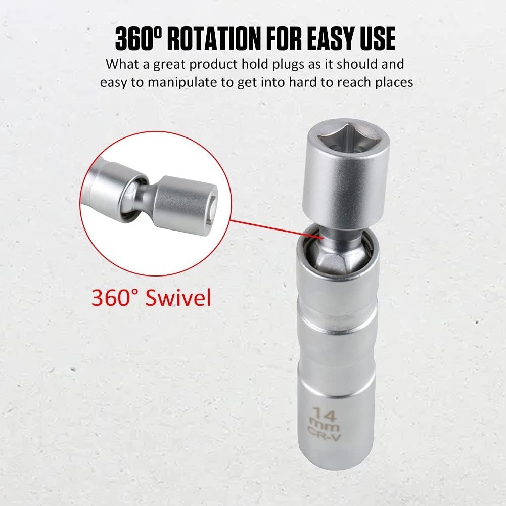 14mm Magnetic Spark Plug Socket – Durable CR-V Steel, 12-Point Design