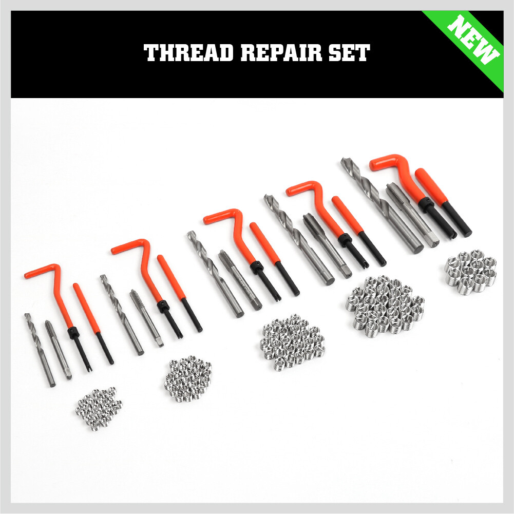 131Pc Thread Repair Kit HSS Drill Helicoil Repair Kit SAE Metric Inch&MM W/Case