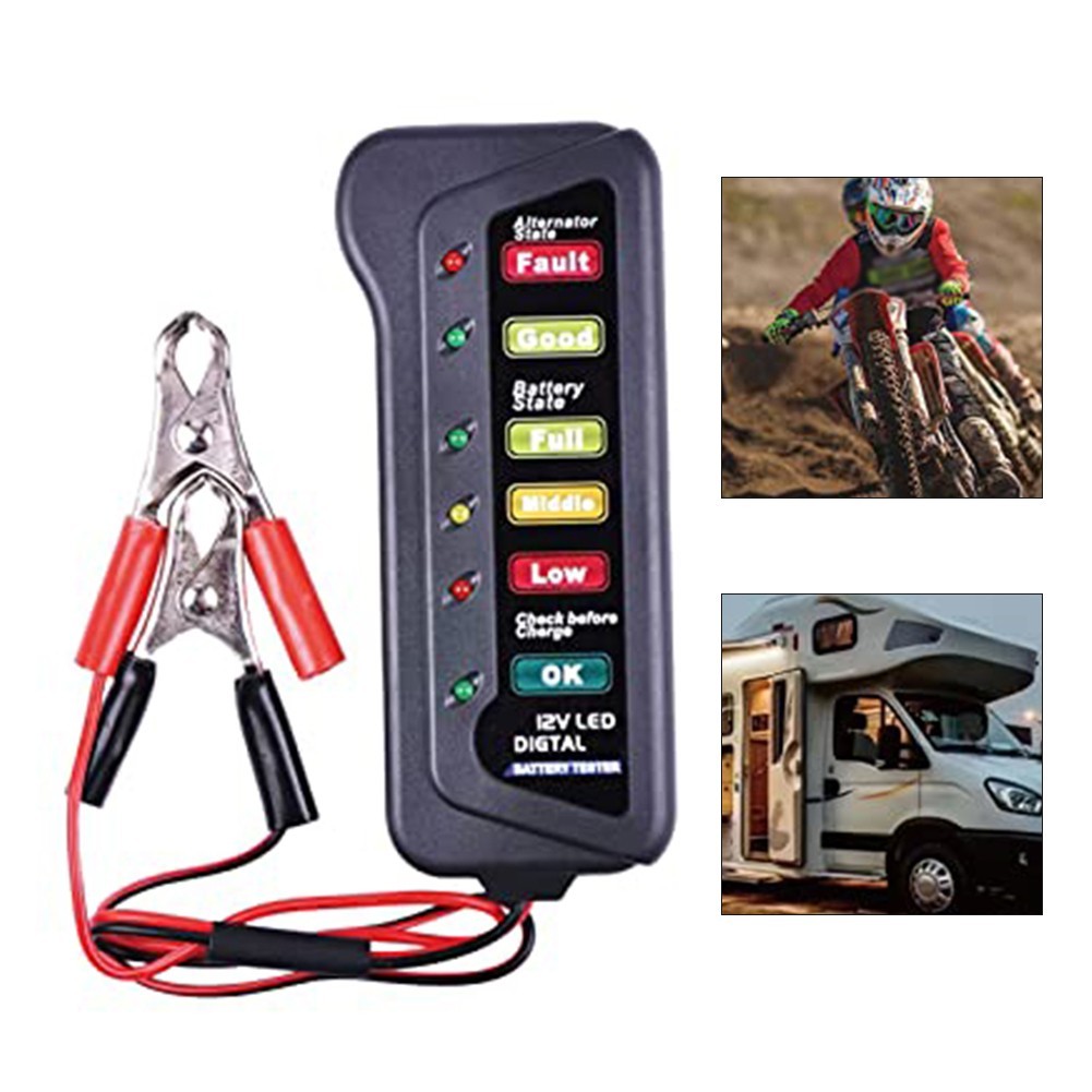 User Friendly 12V Car Tester with Two Testing Clips and LED Lights