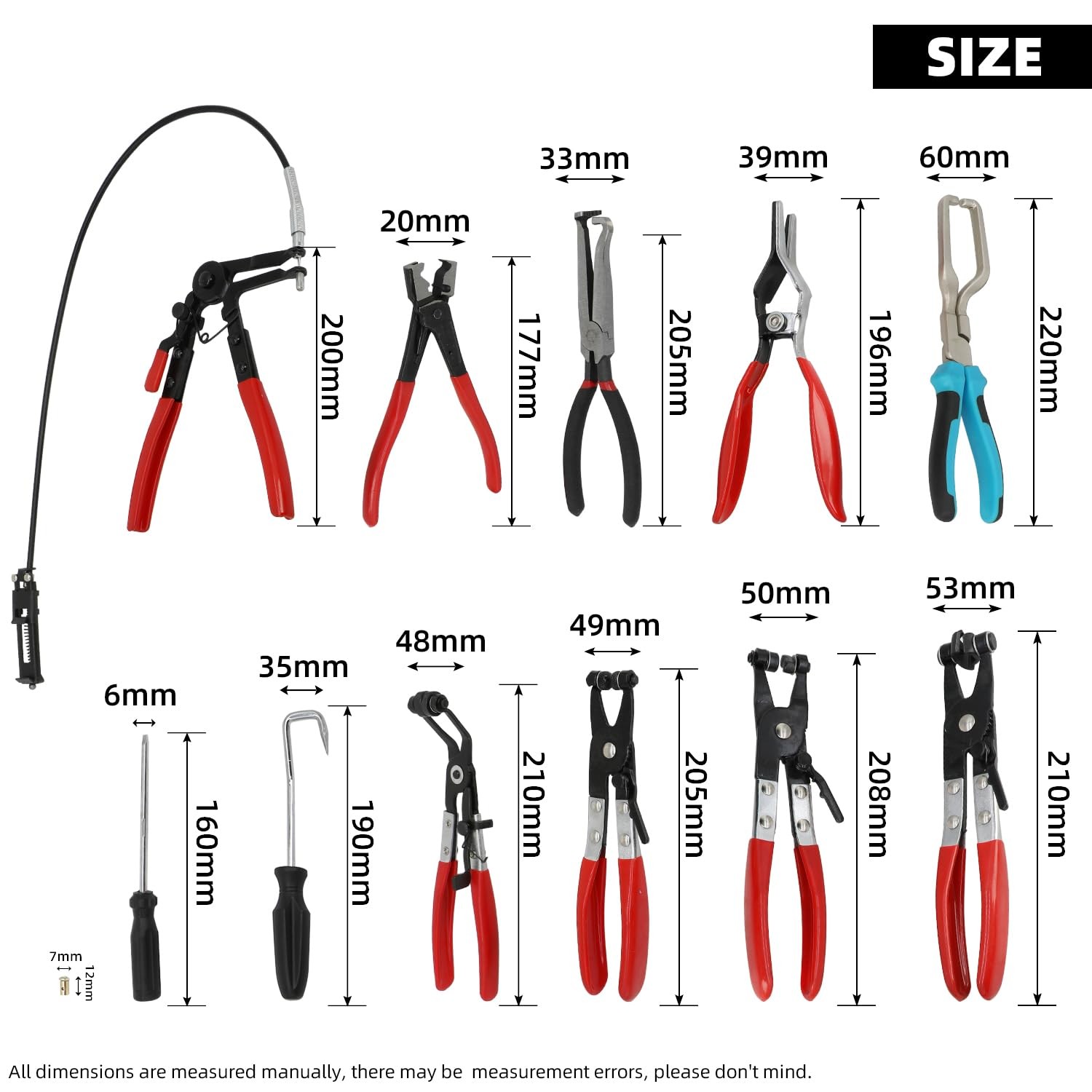 DPTOOL Hose Clamp Pliers Set 15pcs Removal and Installation Red