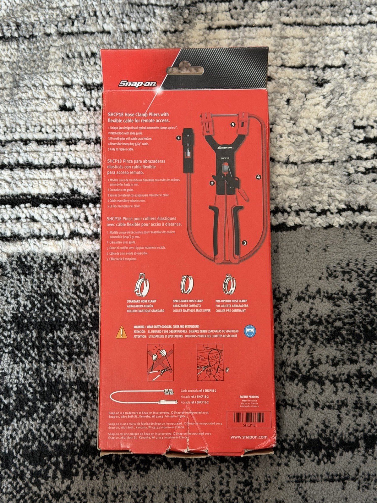 Snap-on SHCP1B Hose Clamp Pliers with Flexible Cable Remote Ratcheting NEW