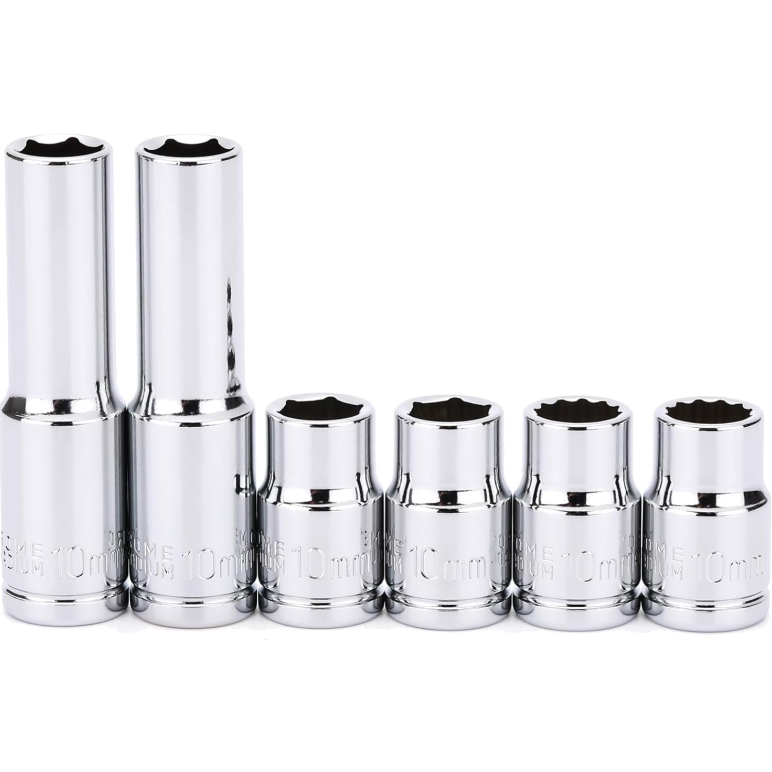 10mm Deep Shallow Socket Set 3/8″ Drive 6PCS CR-V Steel 6 Point 12 Point