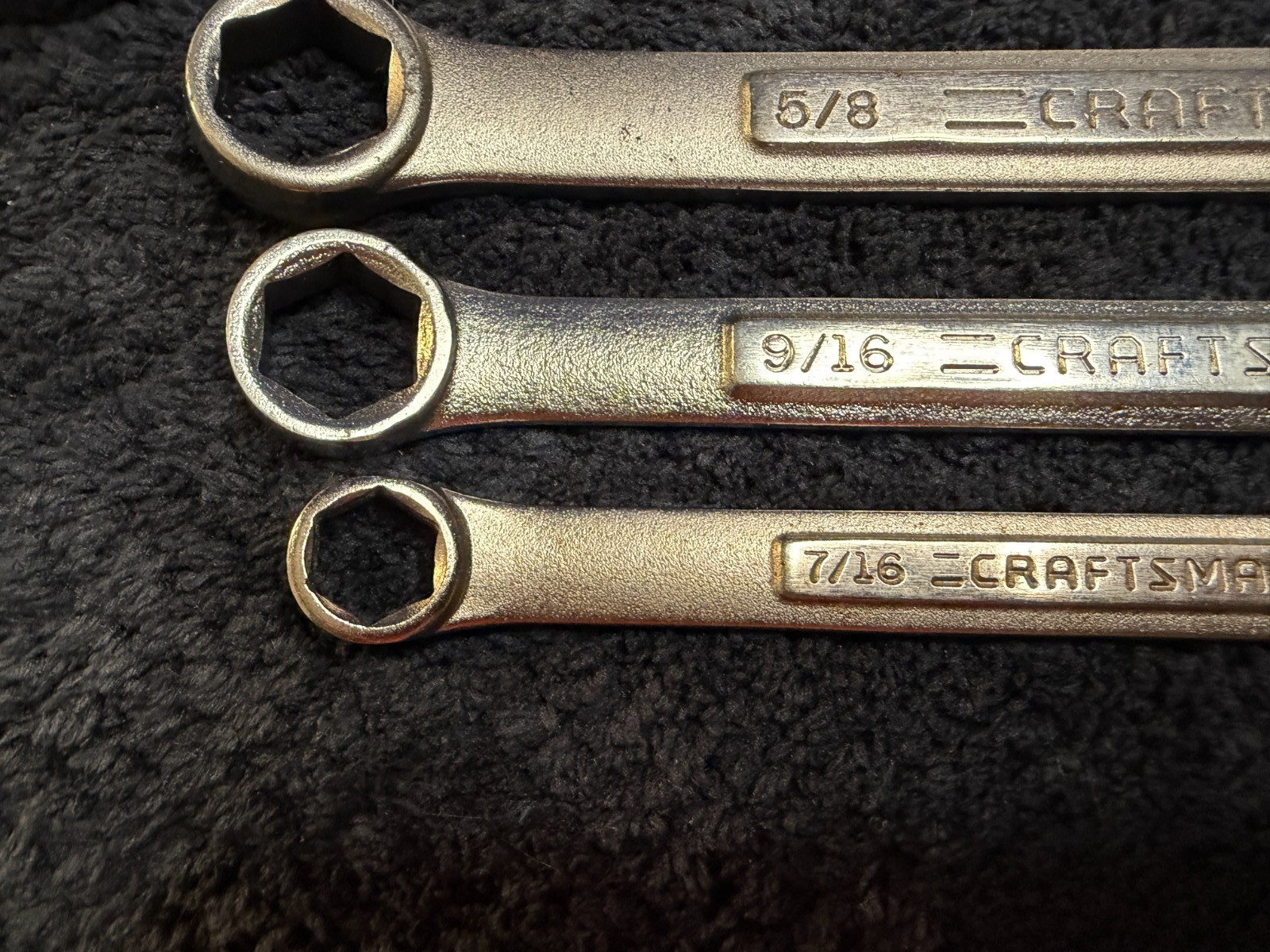 4 – Vintage Craftsman 6-Point VA SAE Combination Wrenches 7/8 5/8 9/16 7/16