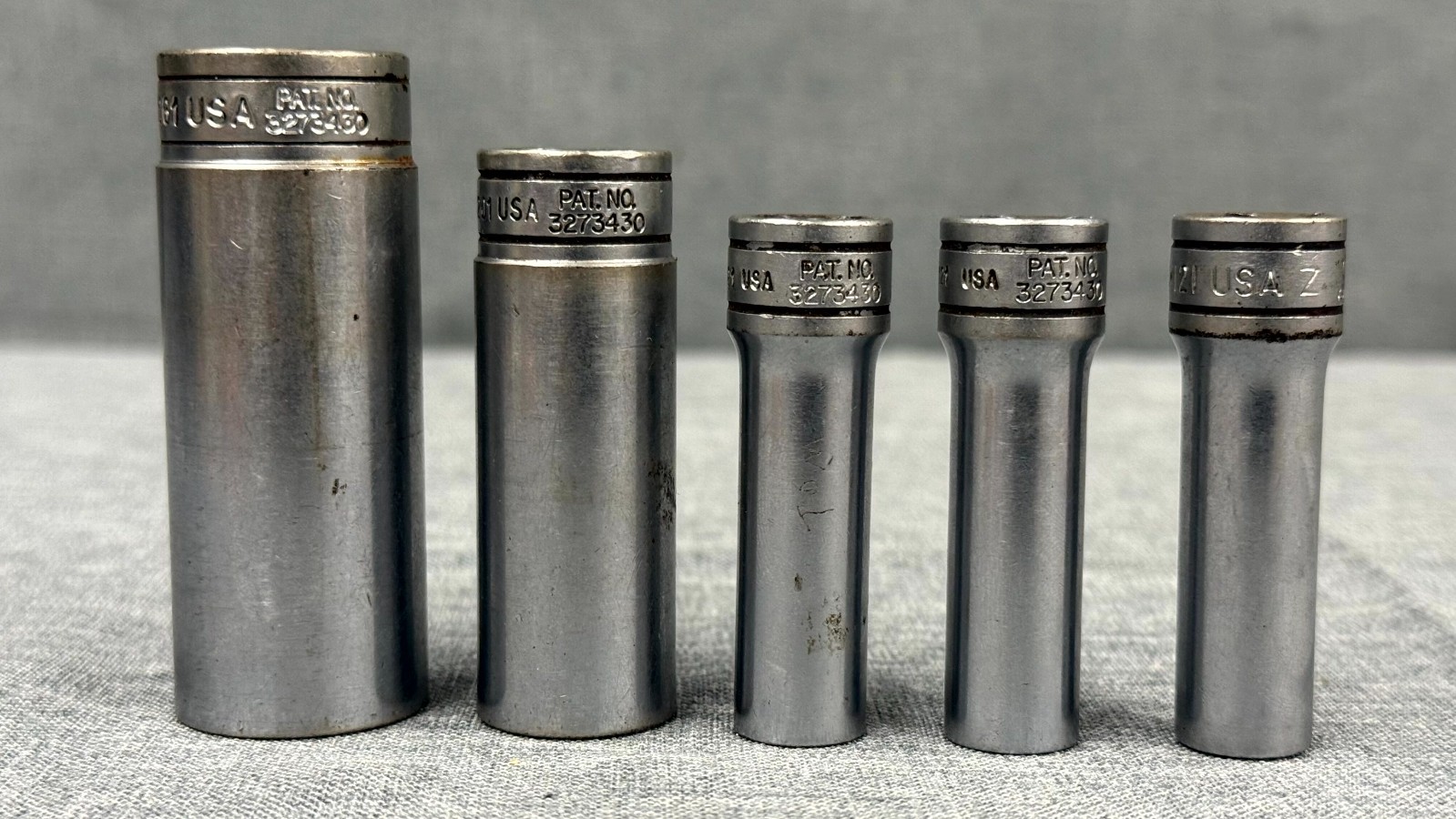 Snap On SFS261, SFS201, (3)SFS121 3/8″ Drive 6 Point SAE Deep Socket Set of 5