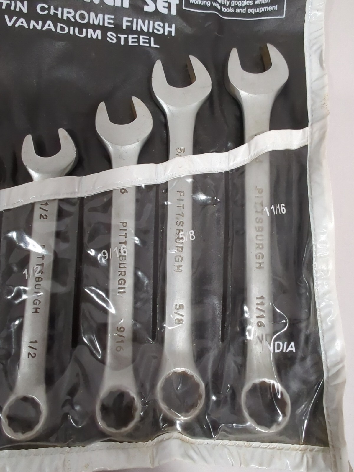 Pittsburgh Combination Wrench Set 6 Pc SAE CV Satin Chrome 3/8″ – 11/16 12 pt
