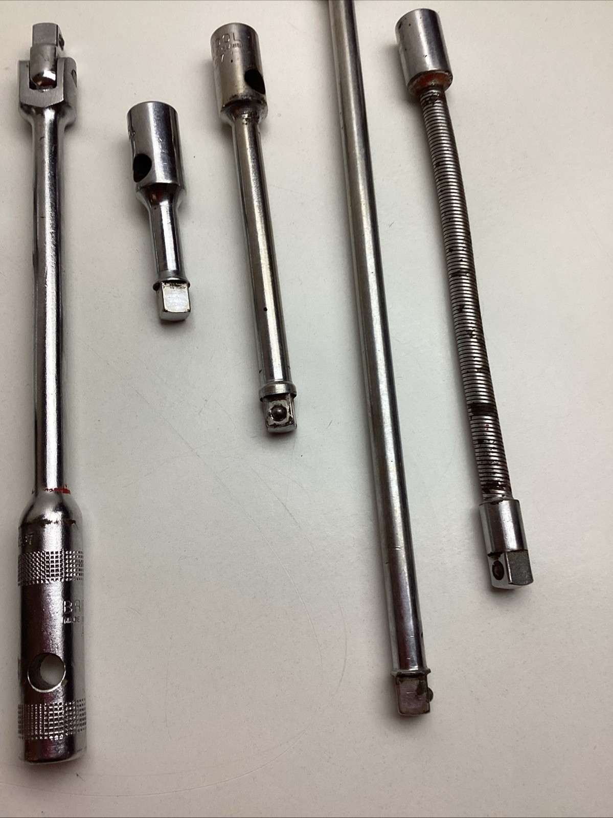 6 Pc BRITOOL 3/8”Drive Assortment. 4 Extensions. Ratchet. T Bar. Breaker Bar