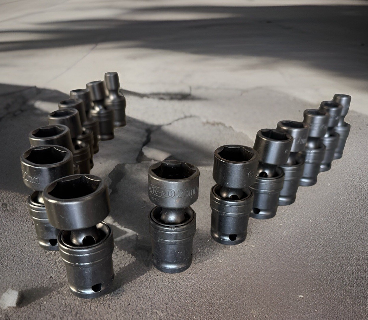 15PCS 1/2″ Dr. Shallow Swivel Universal Joint Impact Socket Set 10- 24mm 6Pts