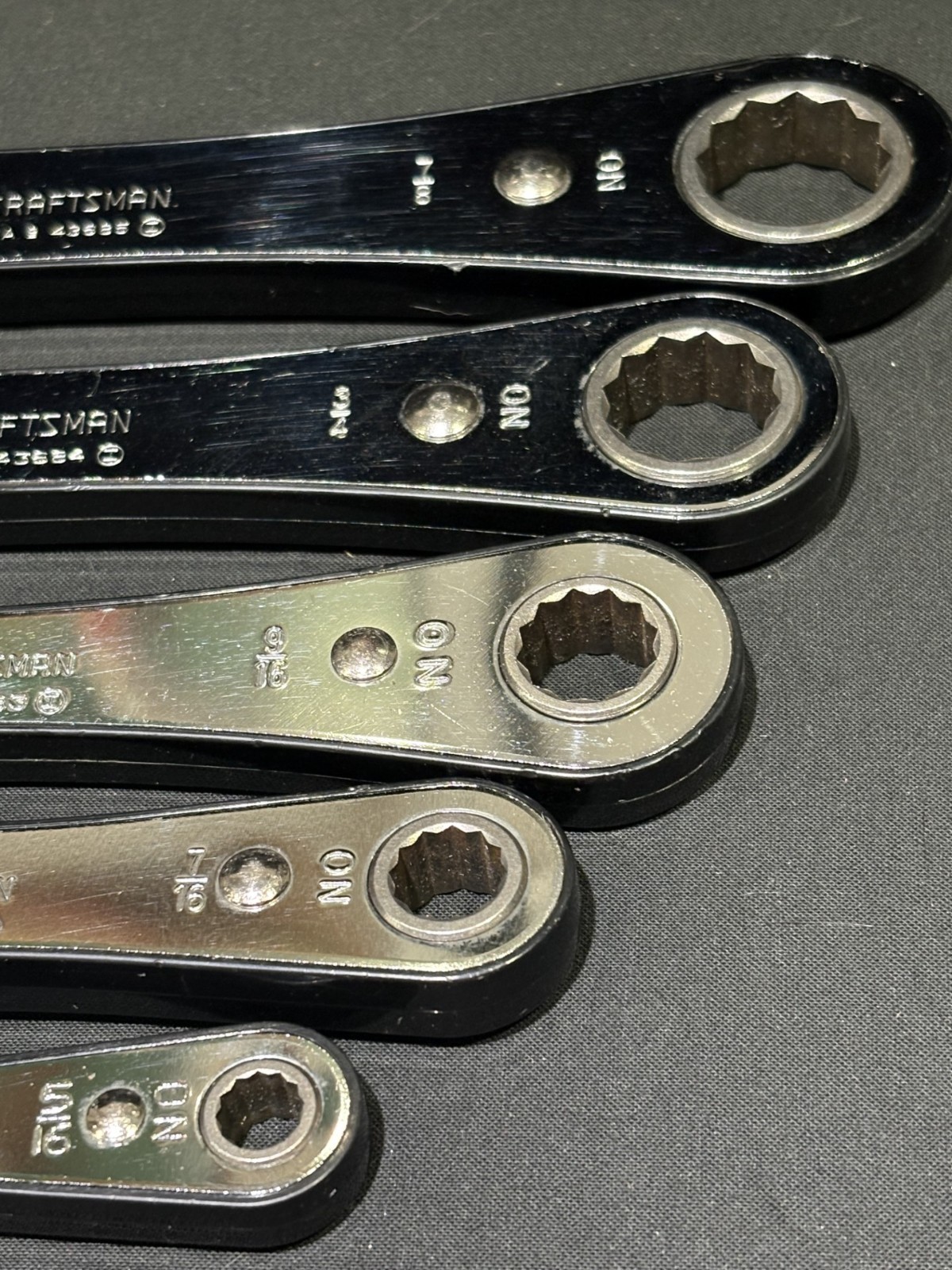 Vintage Sears Craftsman 12pt Ratcheting Box End Wrench Set of 5 SAE 1/4- 7/8 USA