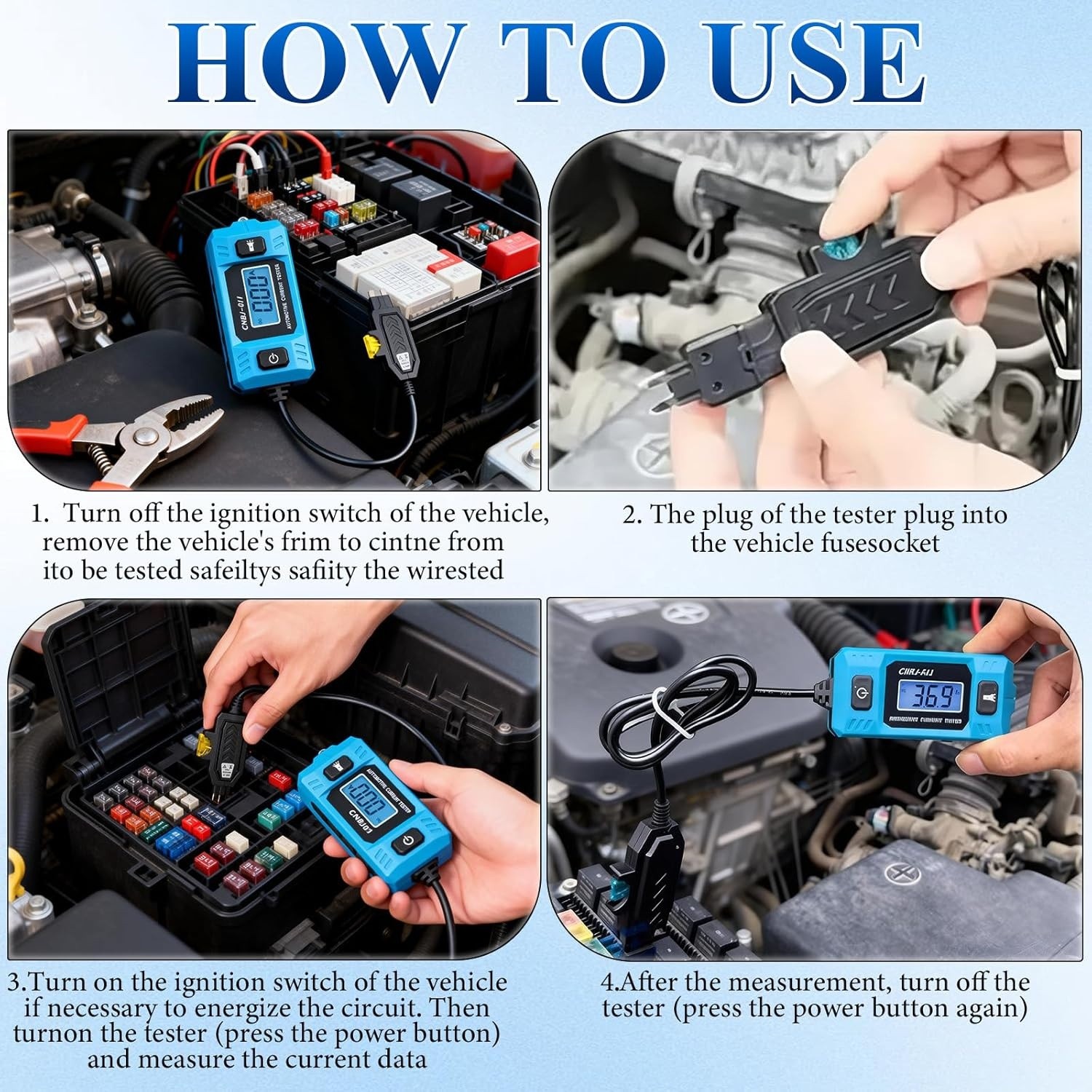 Automotive Circuit Fault Probe Tester, 20A 48V Parasitic Draw Tester for Car