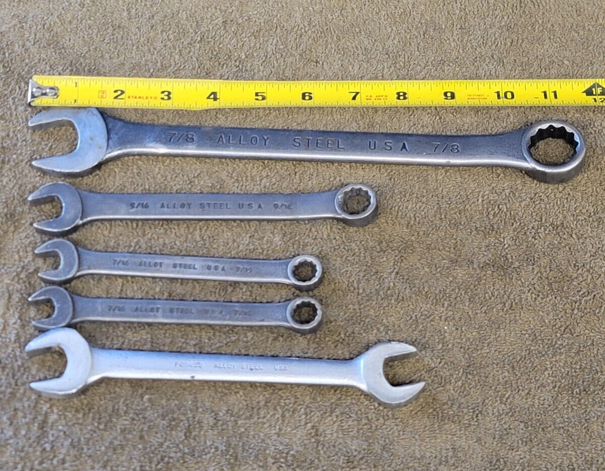5 Blackhawk Combination Open End Wrench Sae 7/8 11/16 5/8 9/16 7/16″ Black BW