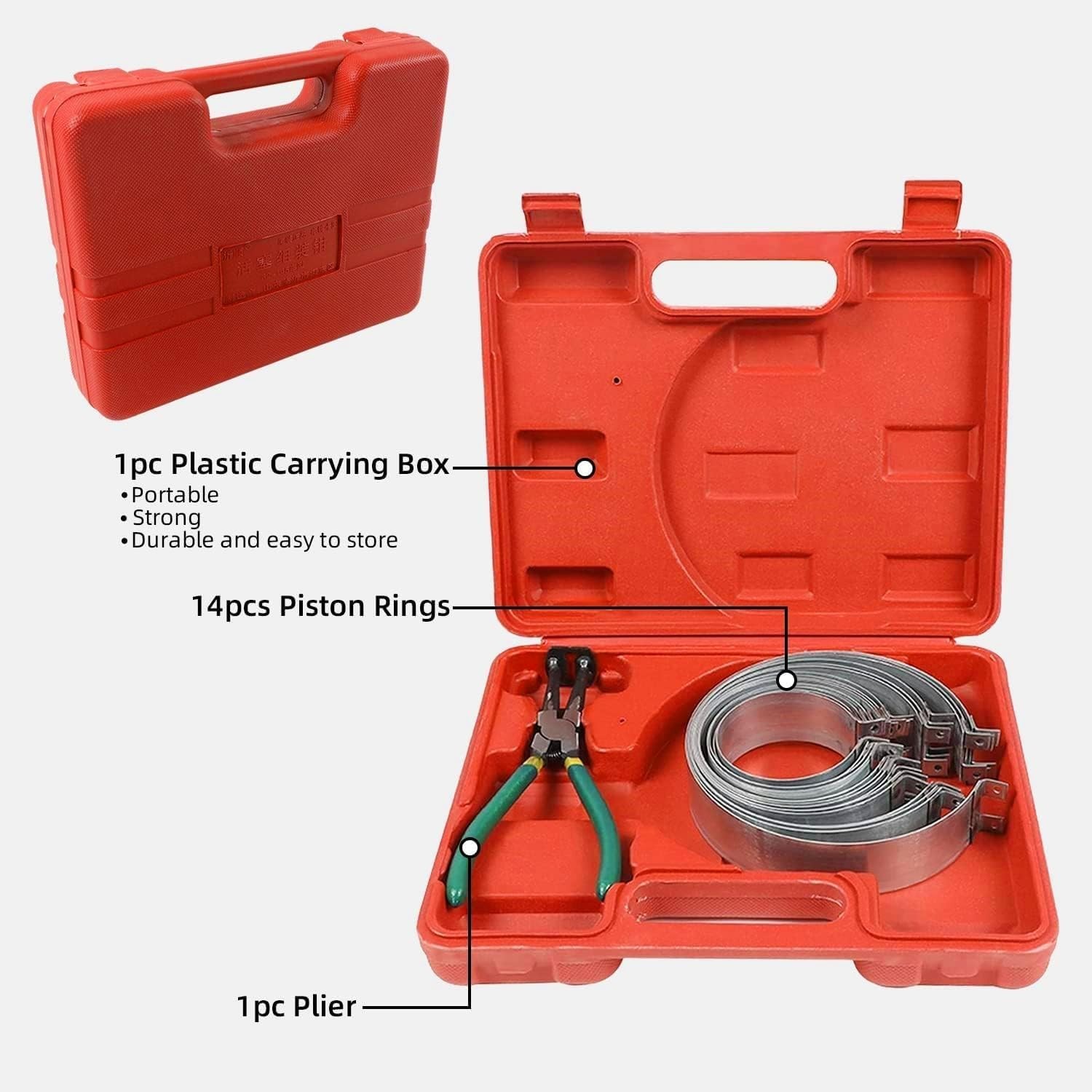 Comprehensive Automotive Piston Ring Tool Set – 14 Rings & Case for Easy Storage
