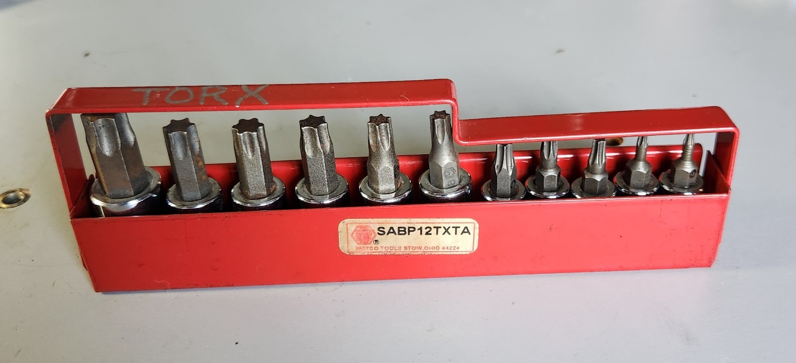 Matco Tools USA Torx Bit Set SABP12TXTA 11 Pc. T8 thru T55 in Holder MISSING T15
