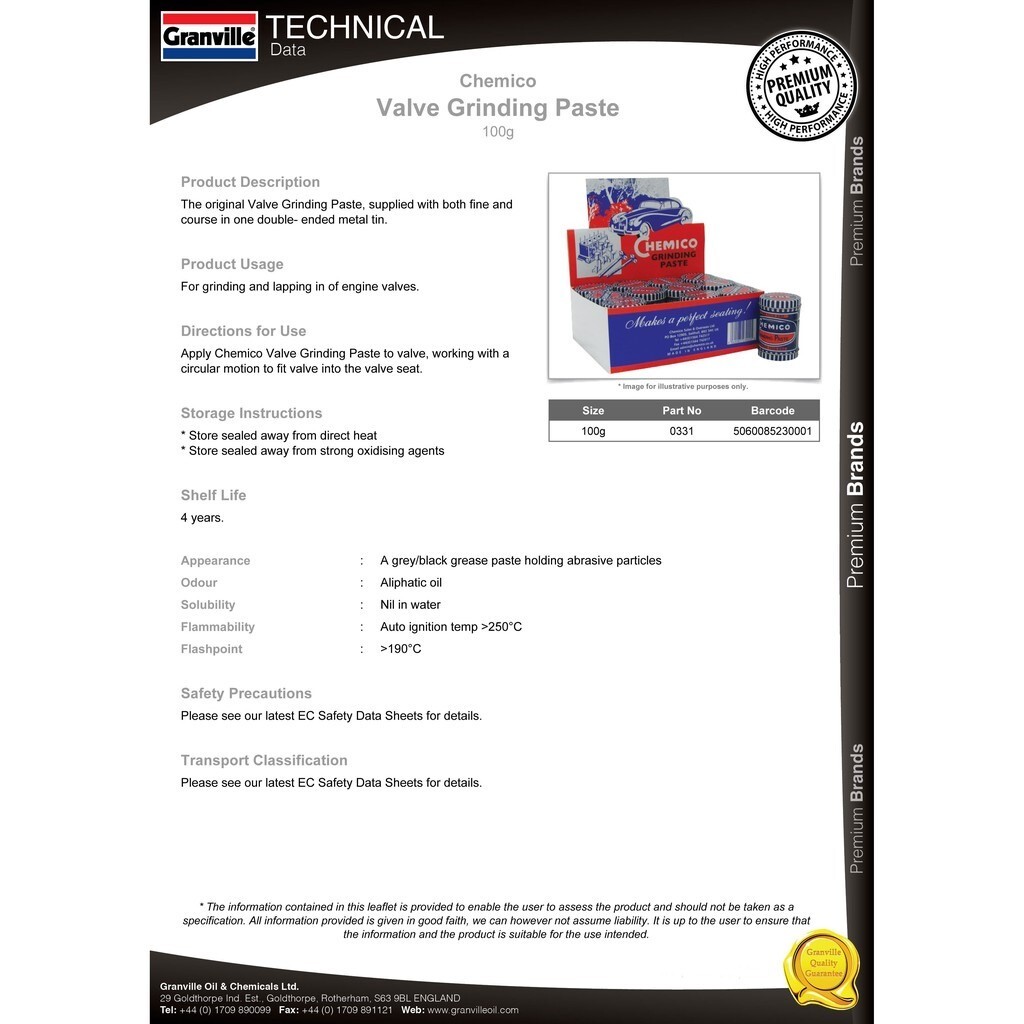 Chemico Valve Grinding Paste & Fine Corse Lapping Compound Metal Polish 100 g