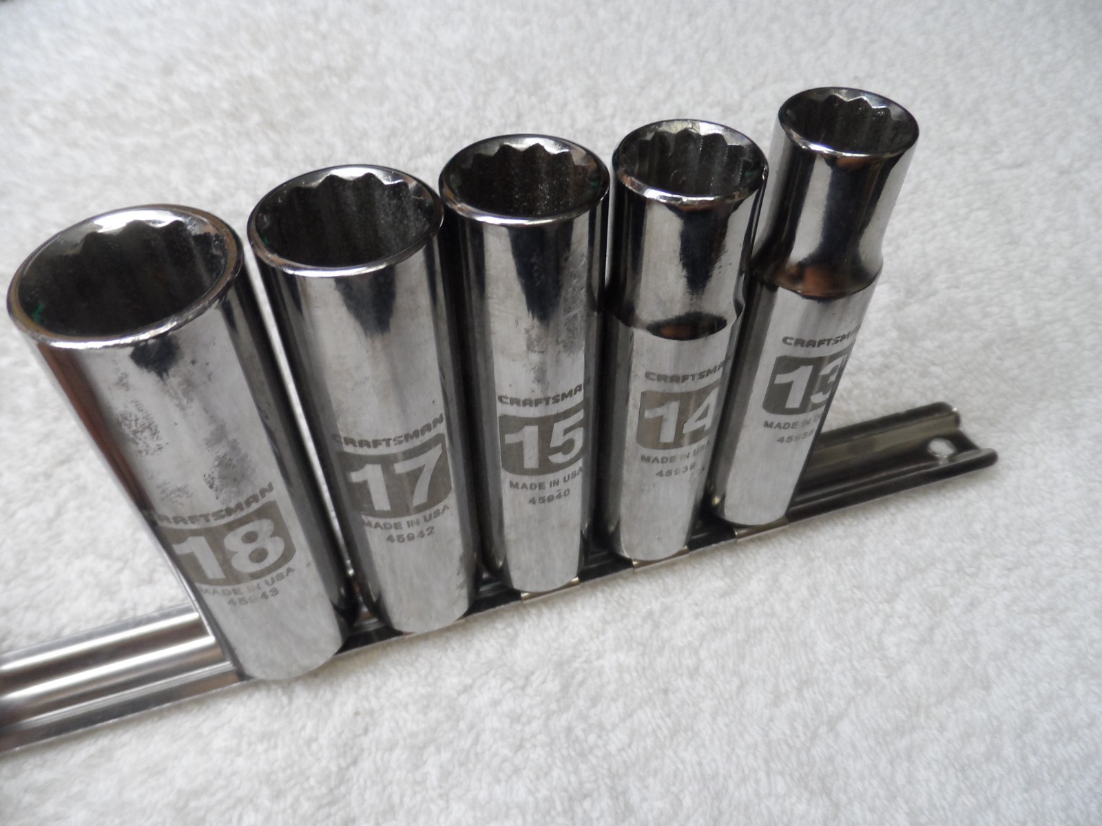 Craftsman 1/2″ Drive Metric MM Deep Socket Set 12pt, NOS USA 5 pcs (laser rail)
