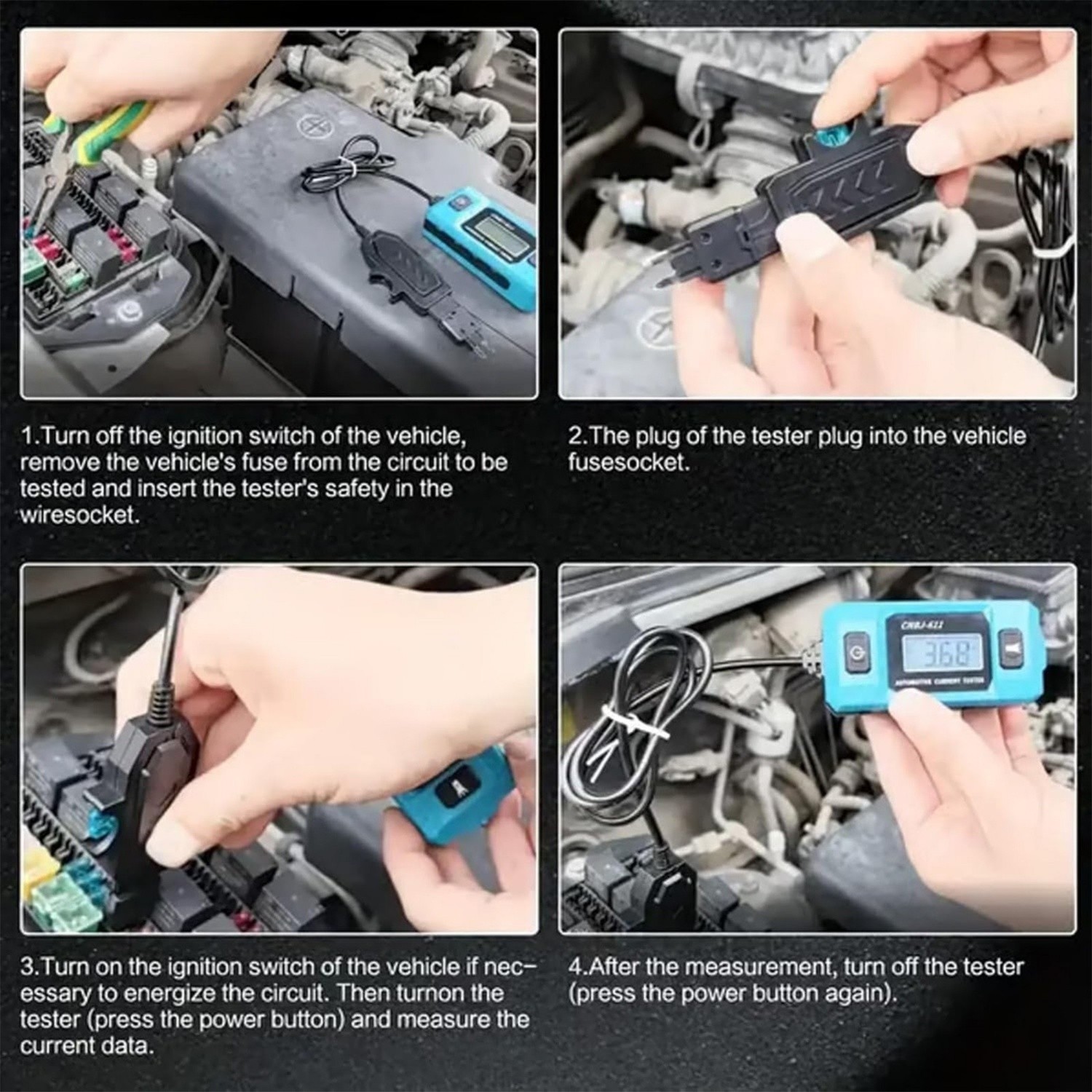 Automotive Circuit Fault Probe Tester, 20A 48V Parasitic Draw Tester for Car