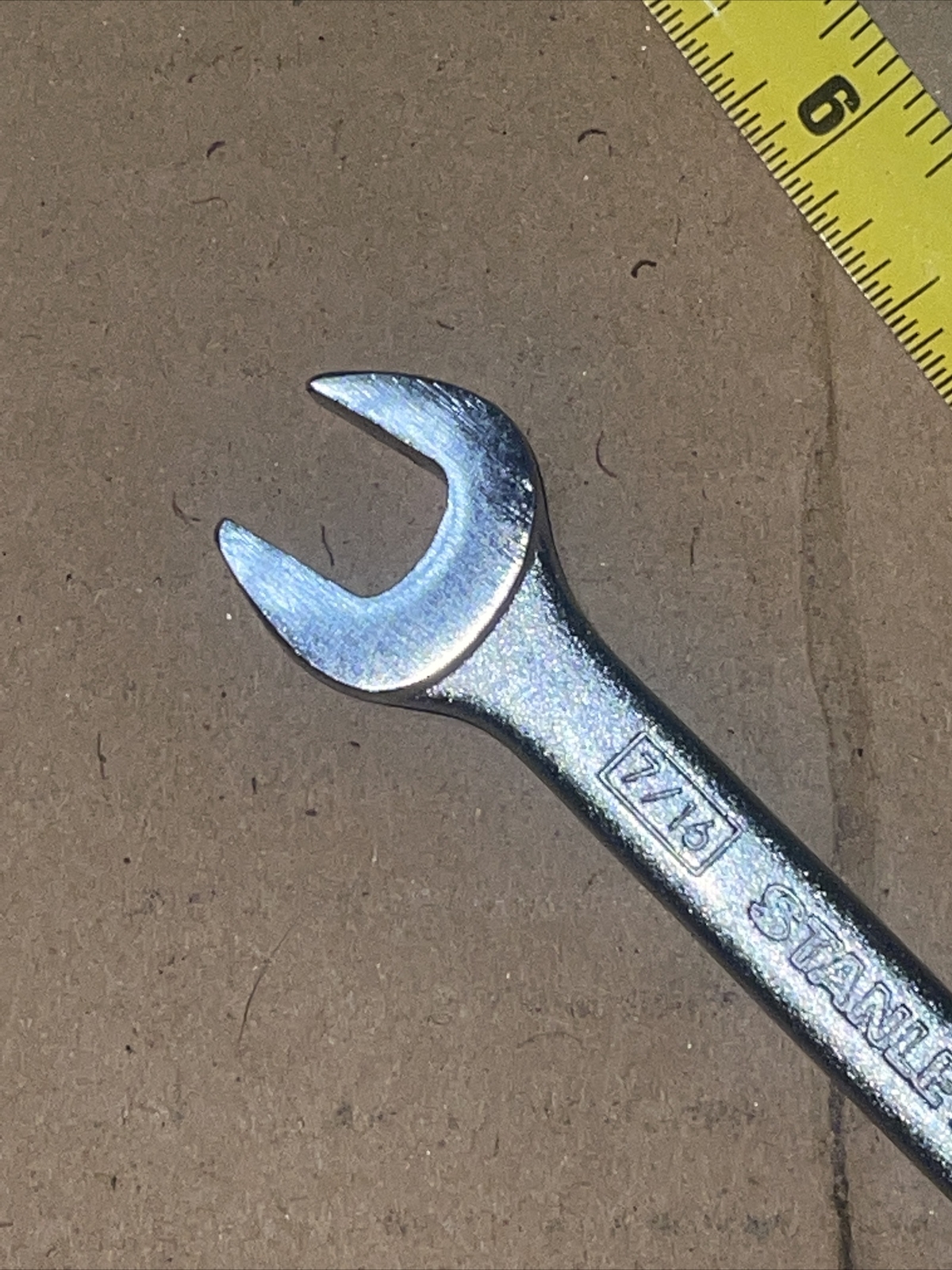 NOS Stanley Tools USA 86801 7/16 In X 3/8 In SAE Open End Wrench Vintage 86-801