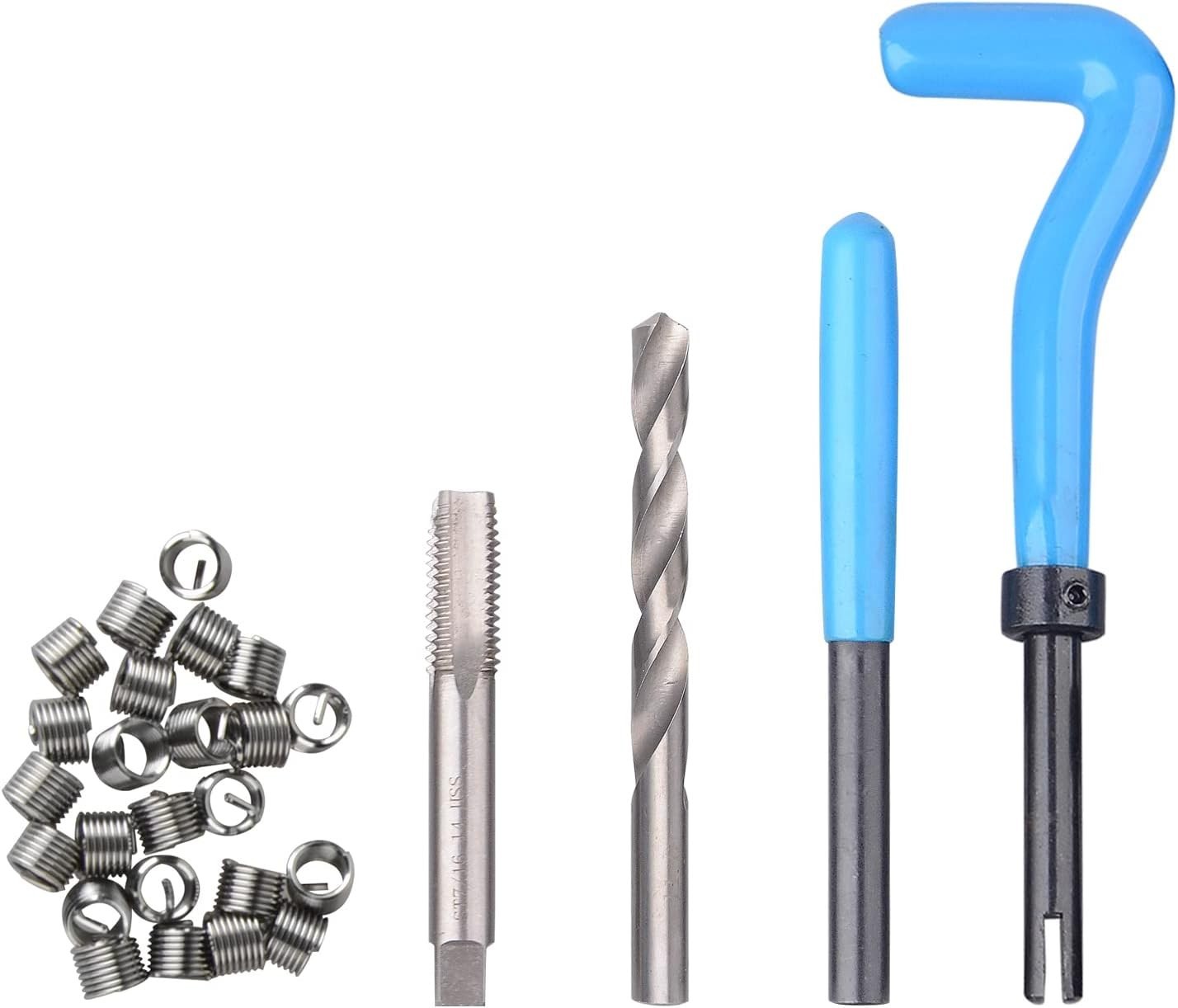 131PC SAE Thread Repair Kit, HSS Drill Helicoil Kit Standard, 1/4″ 5/16″ 3/8″ 7/