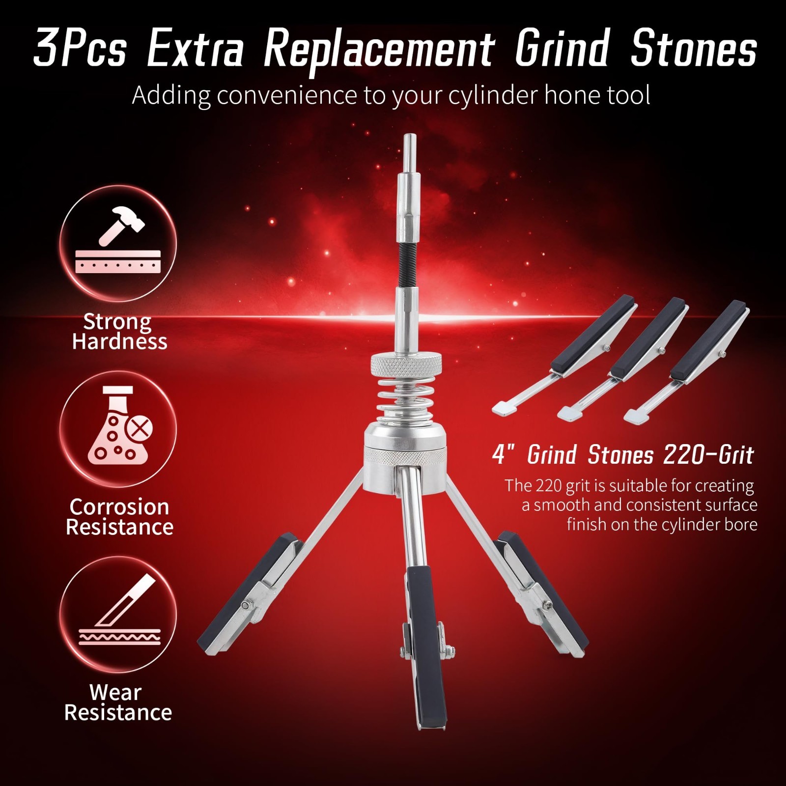 7PCS Adjustable Cylinder Hone Tool Set for 3-7″ Engines, Piston Servicing Kit, 2