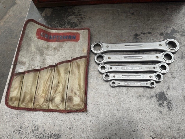 NICE Vintage Craftsman Double Box End Ratcheting Wrench Set With Pouch