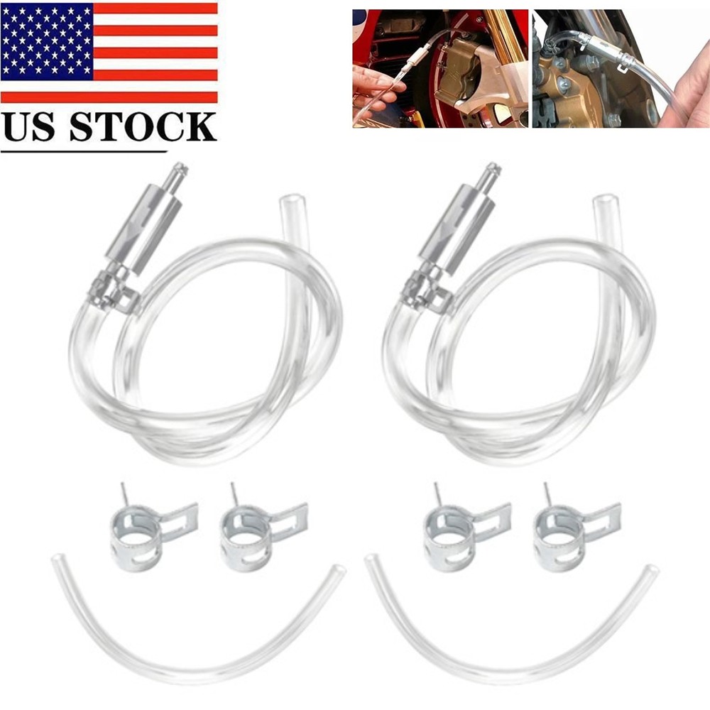 2 PCS Brake Bleeder Hose One Way Check Valve Tube Bleeding Tool Kit Silver US
