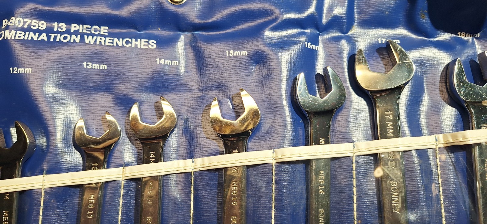 Bonney -80759 13 piece short Metric Combination wrench set full polish 7mm-19mm
